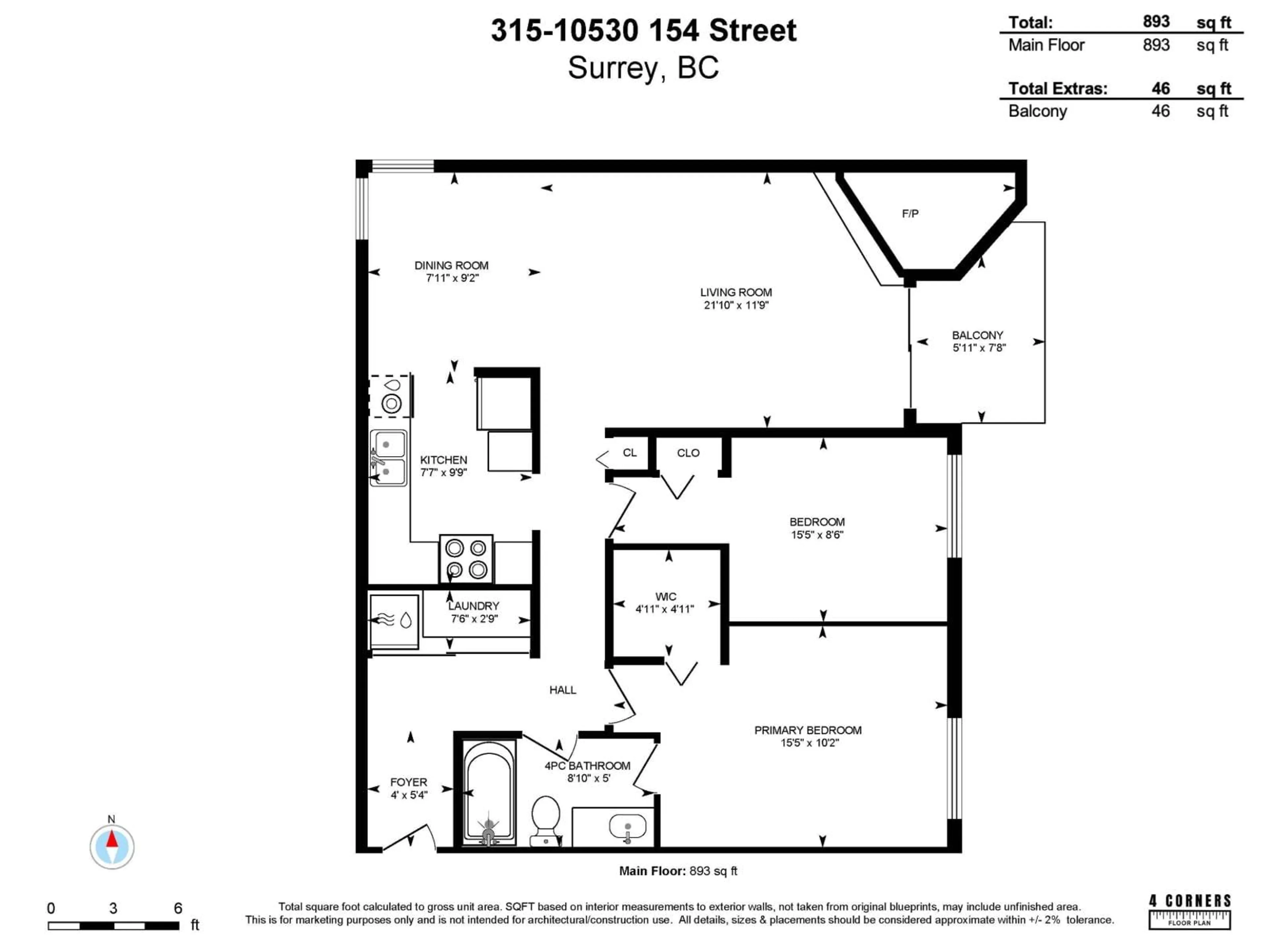 Floor plan for 315 - 10530 154 STREET, Surrey British Columbia V3R8A2