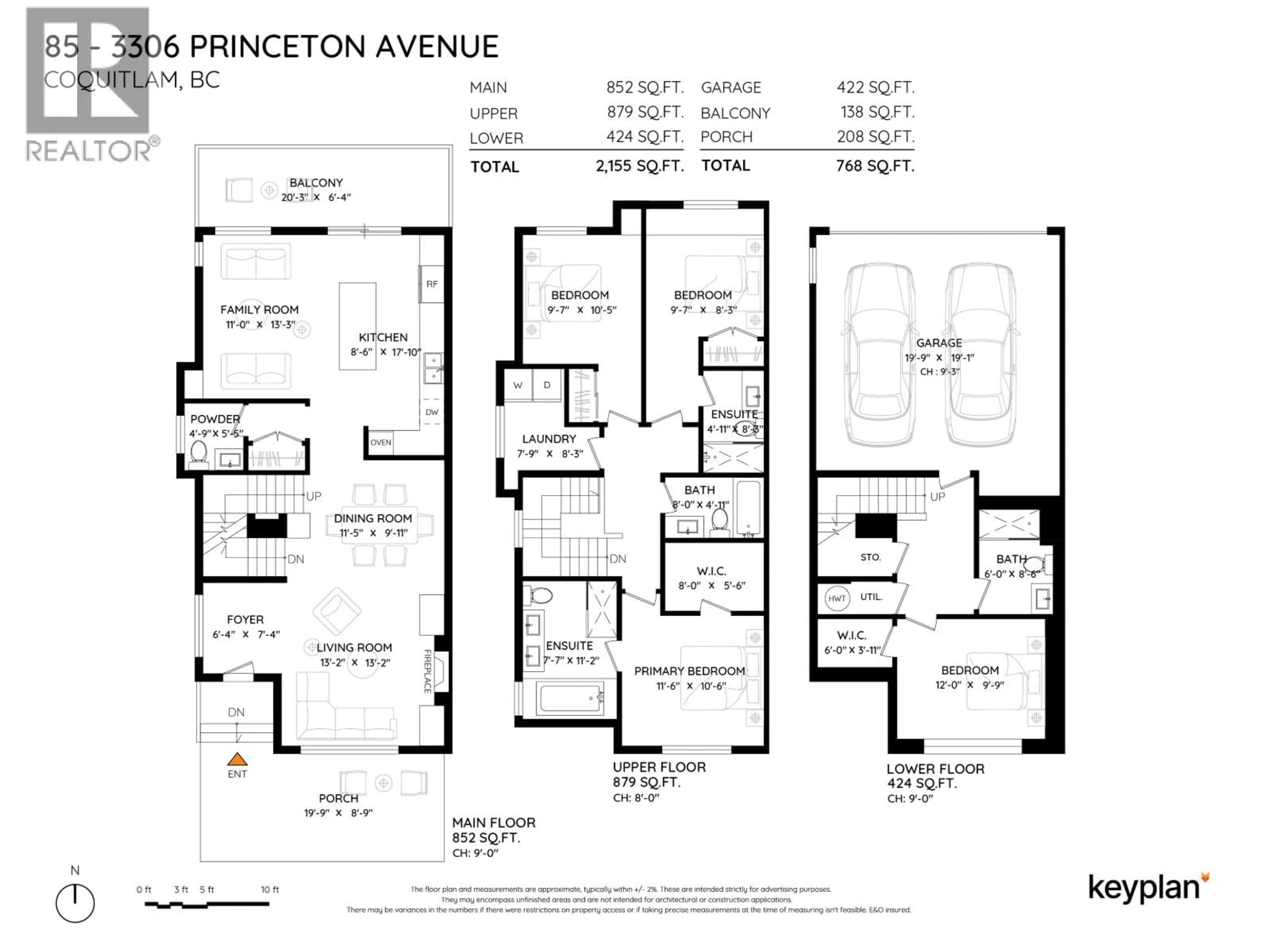 Floor plan for 85 - 3306 PRINCETON AVENUE, Coquitlam British Columbia V3E0M9