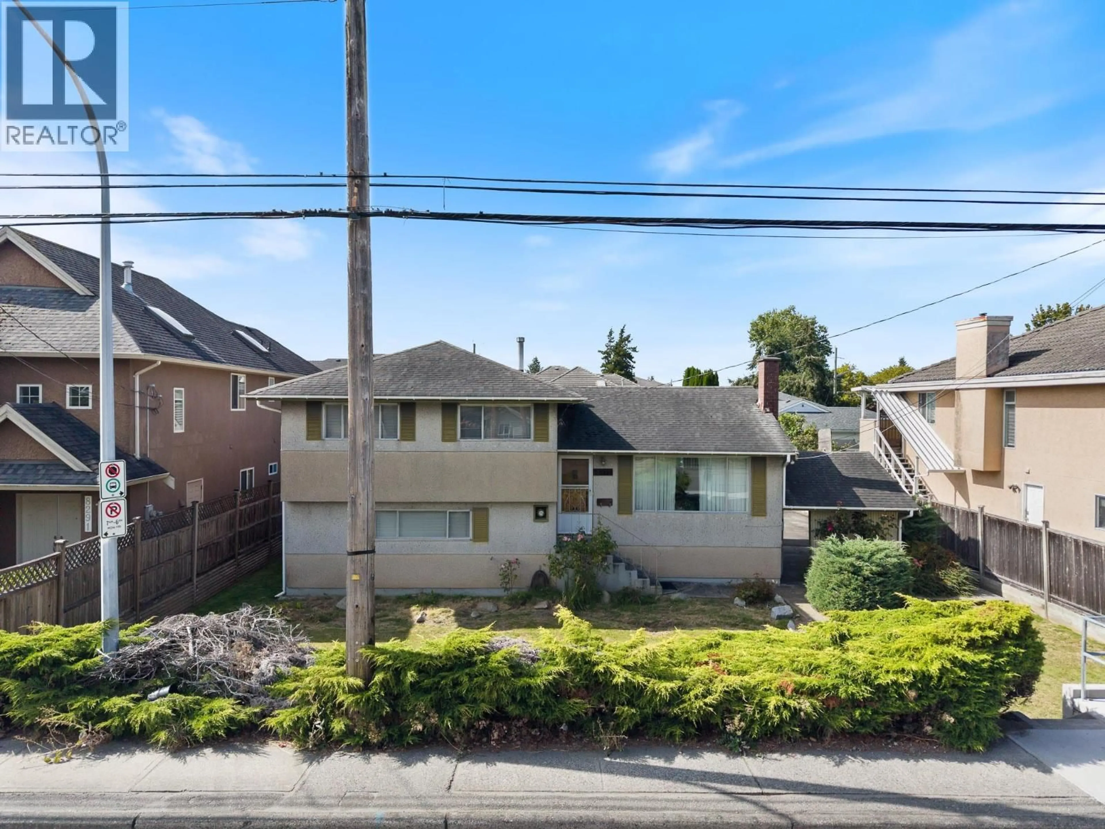 A pic from outside/outdoor area/front of a property/back of a property/a pic from drone, street for 8271 NO. 1 ROAD, Richmond British Columbia V7C1V1