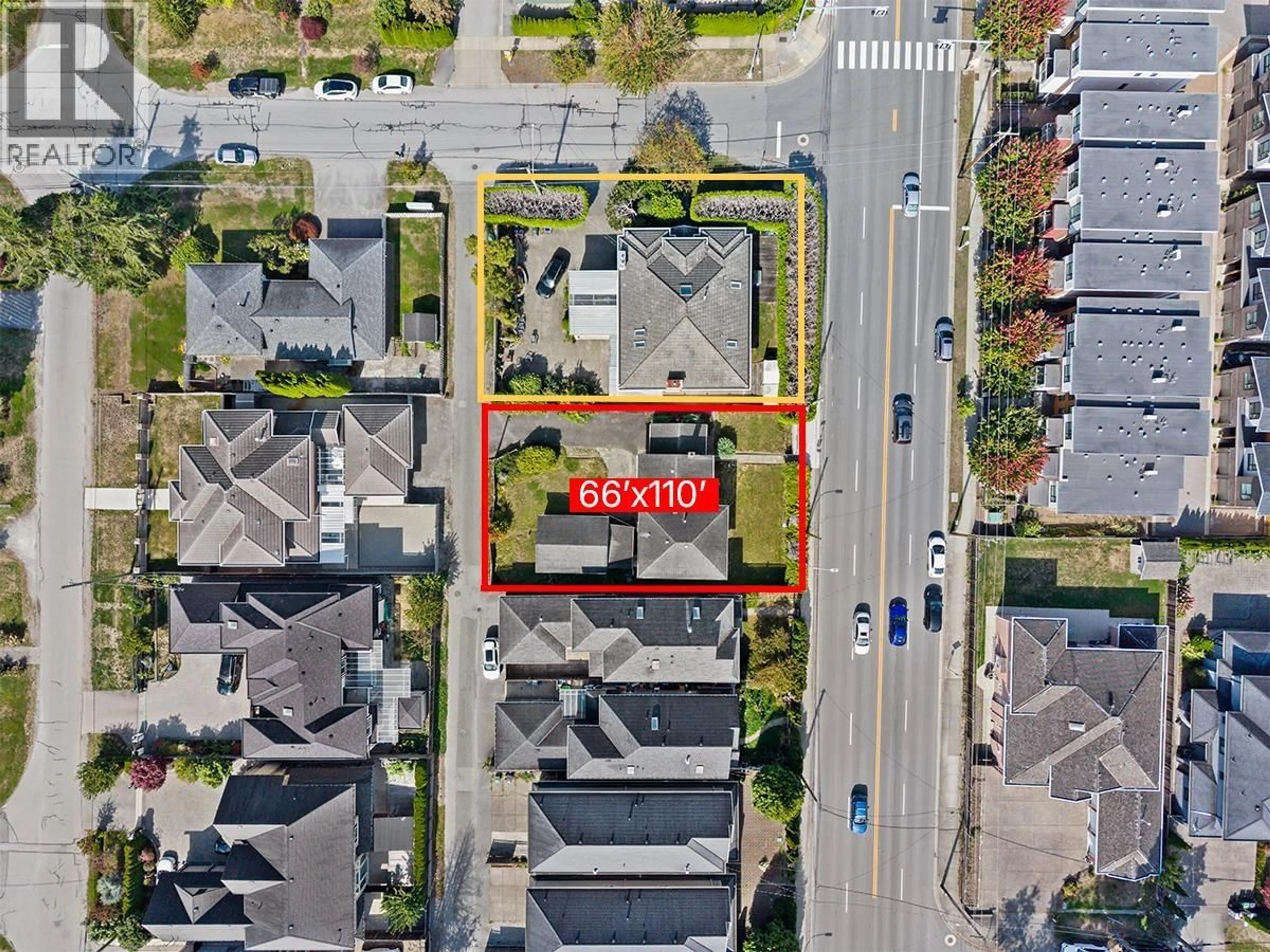 A pic from outside/outdoor area/front of a property/back of a property/a pic from drone, street for 8271 NO. 1 ROAD, Richmond British Columbia V7C1V1
