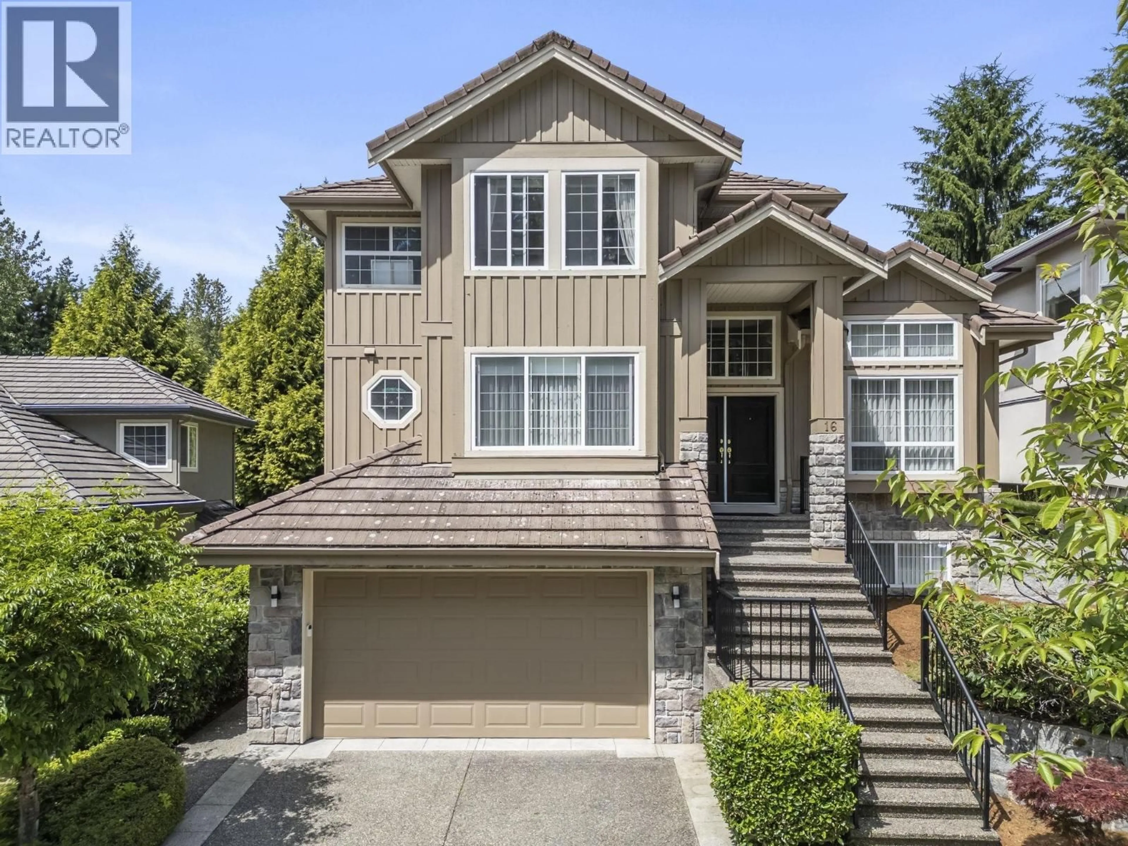 Home with vinyl exterior material, street for 16 WILKES CREEK DRIVE, Port Moody British Columbia V3H4Z6
