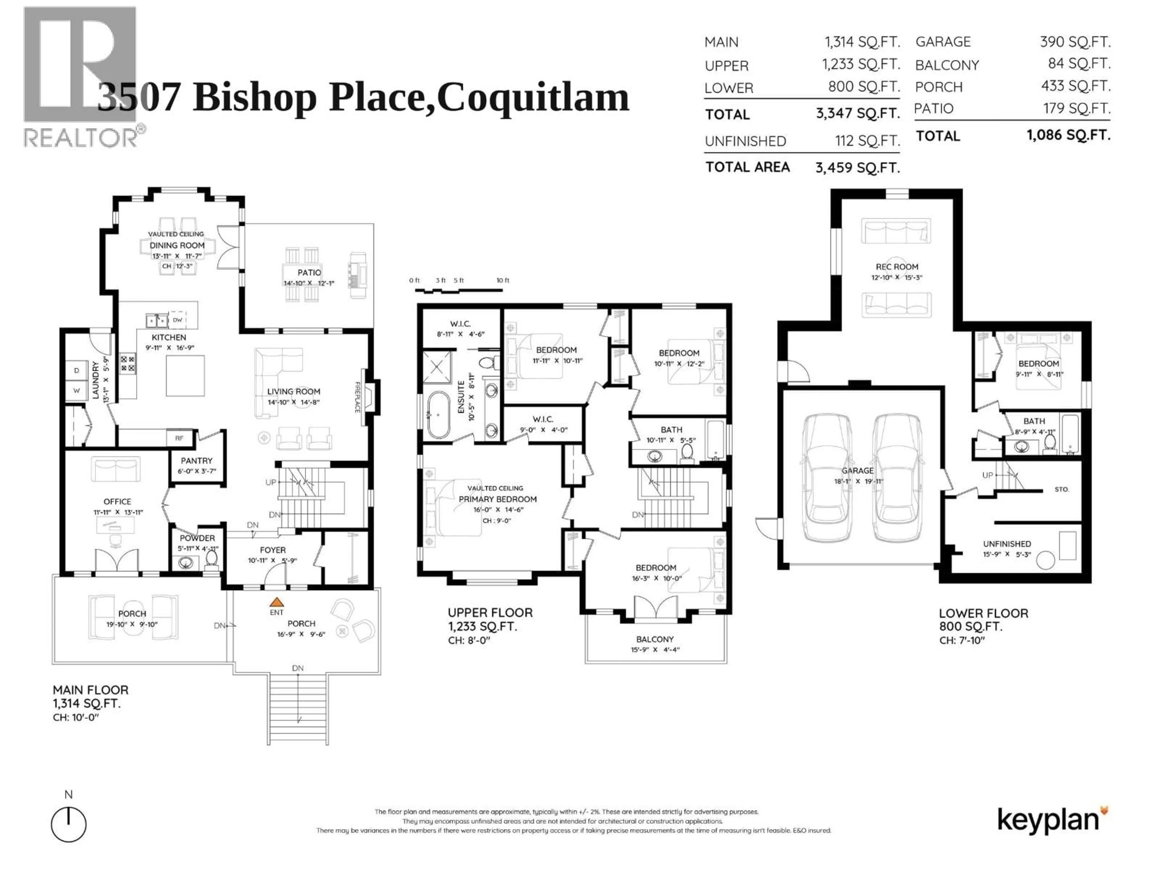 Floor plan for 3507 BISHOP PLACE, Coquitlam British Columbia V3E0K2