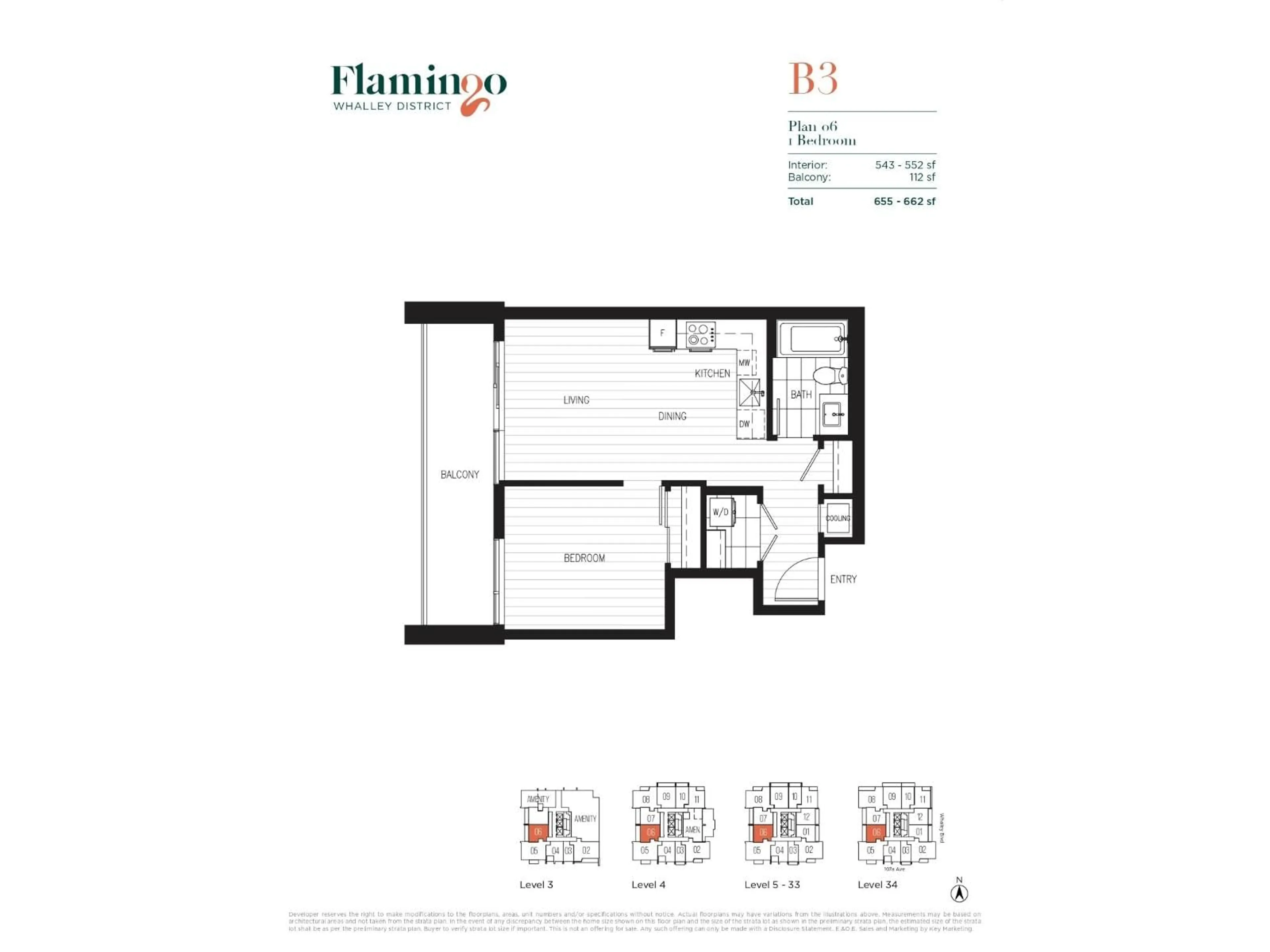 Floor plan for 3406 13675 107A AVENUE, Surrey British Columbia V3T0X3