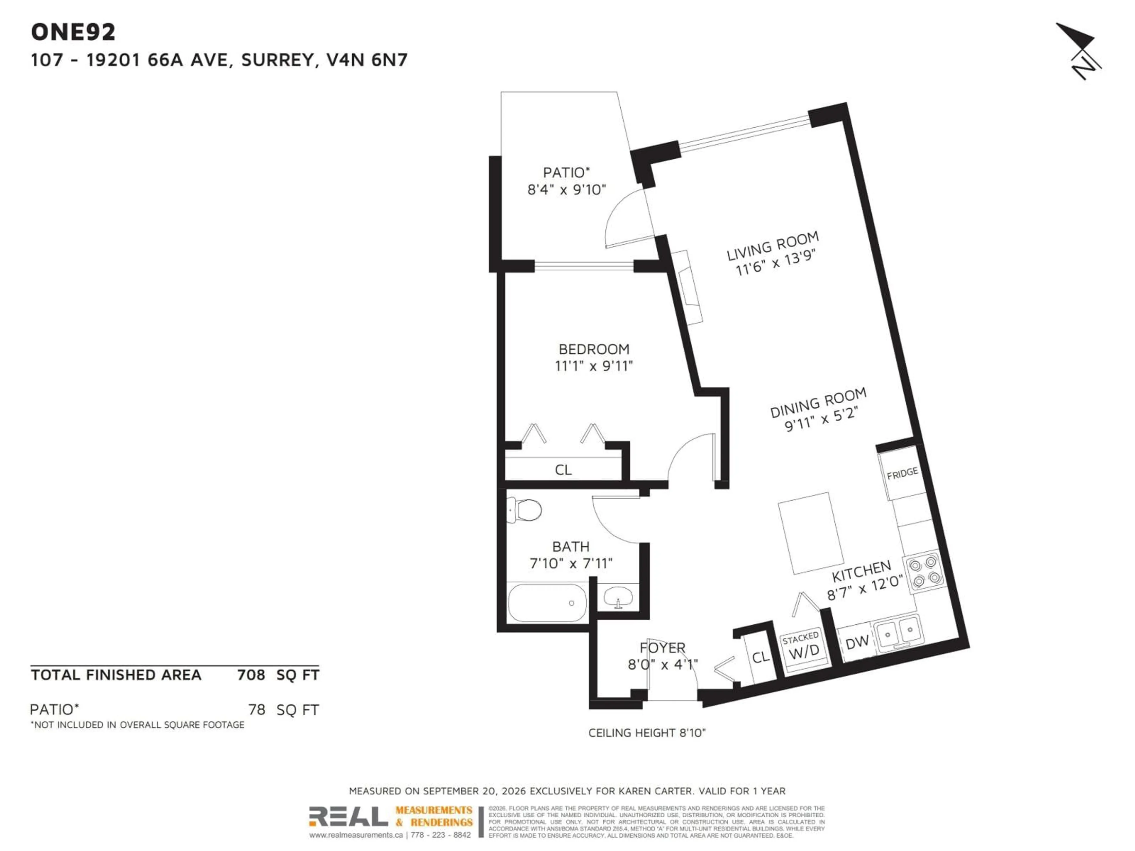 Floor plan for 107 - 19201 66A AVENUE, Surrey British Columbia V4N6N7