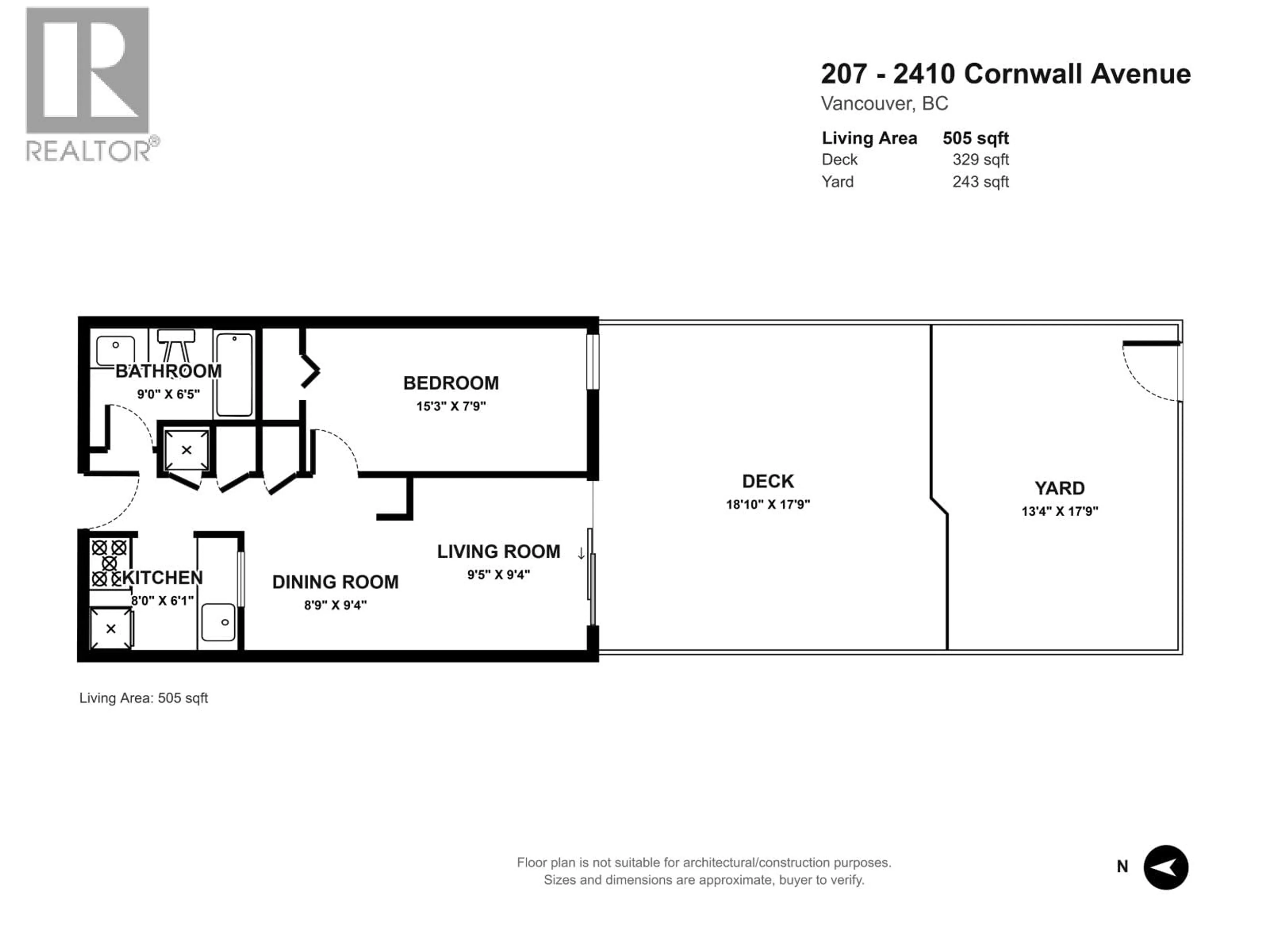 Floor plan for 207 - 2410 CORNWALL AVENUE, Vancouver British Columbia V6K1B8