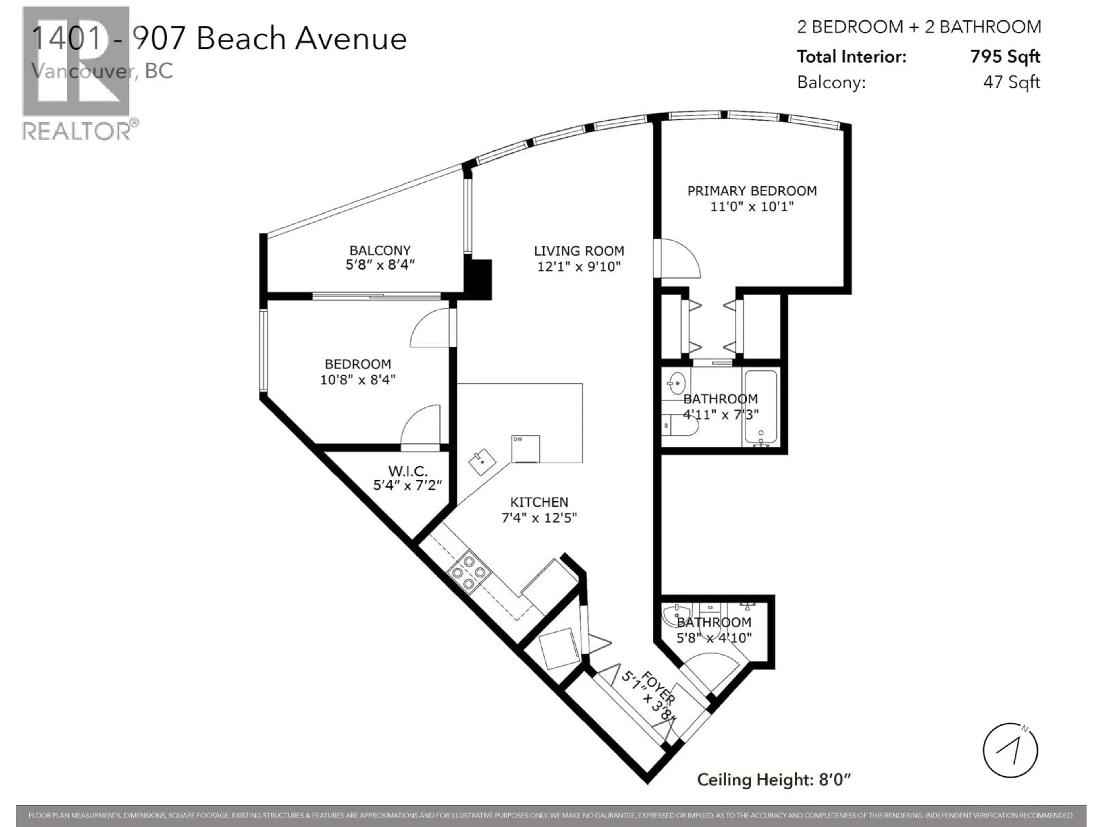 Floor plan for 1401 - 907 BEACH AVENUE, Vancouver British Columbia V6Z2R3