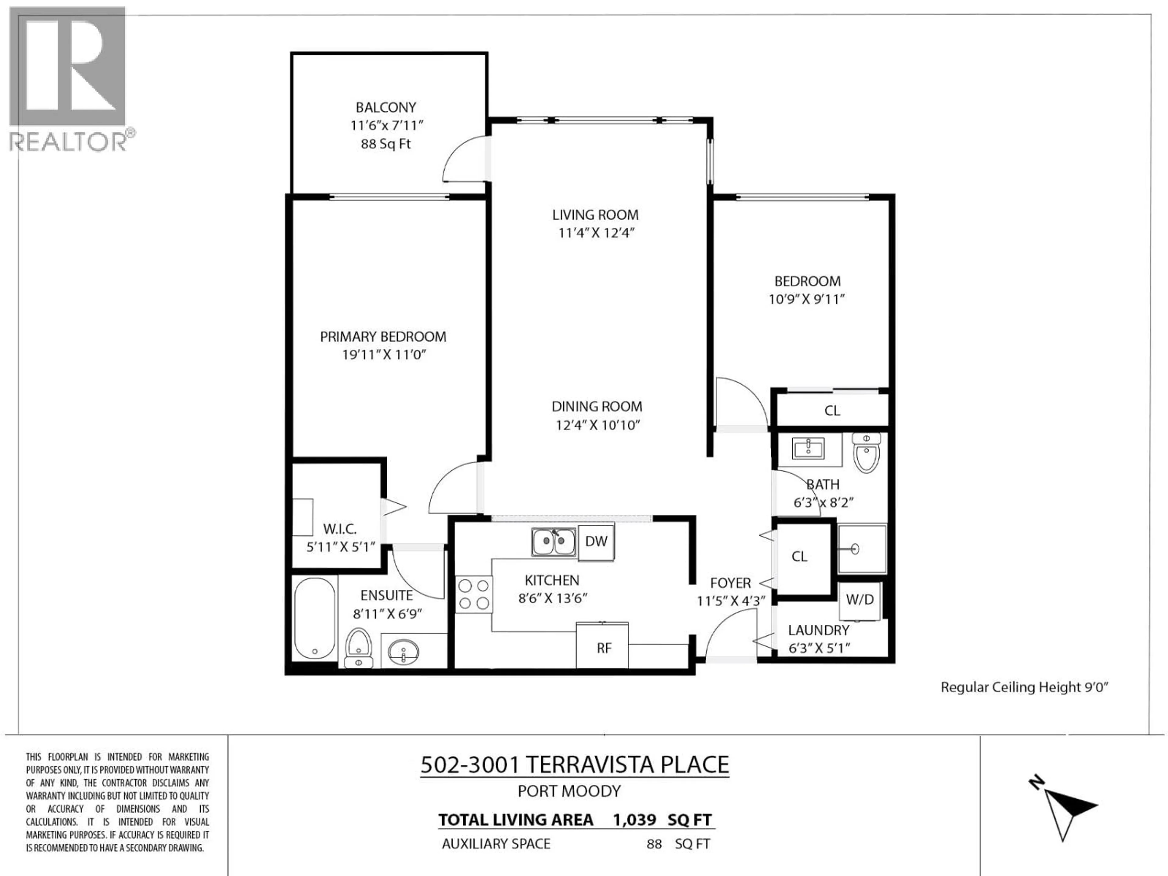 Floor plan for 502 - 3001 TERRAVISTA PLACE, Port Moody British Columbia V3H5A2
