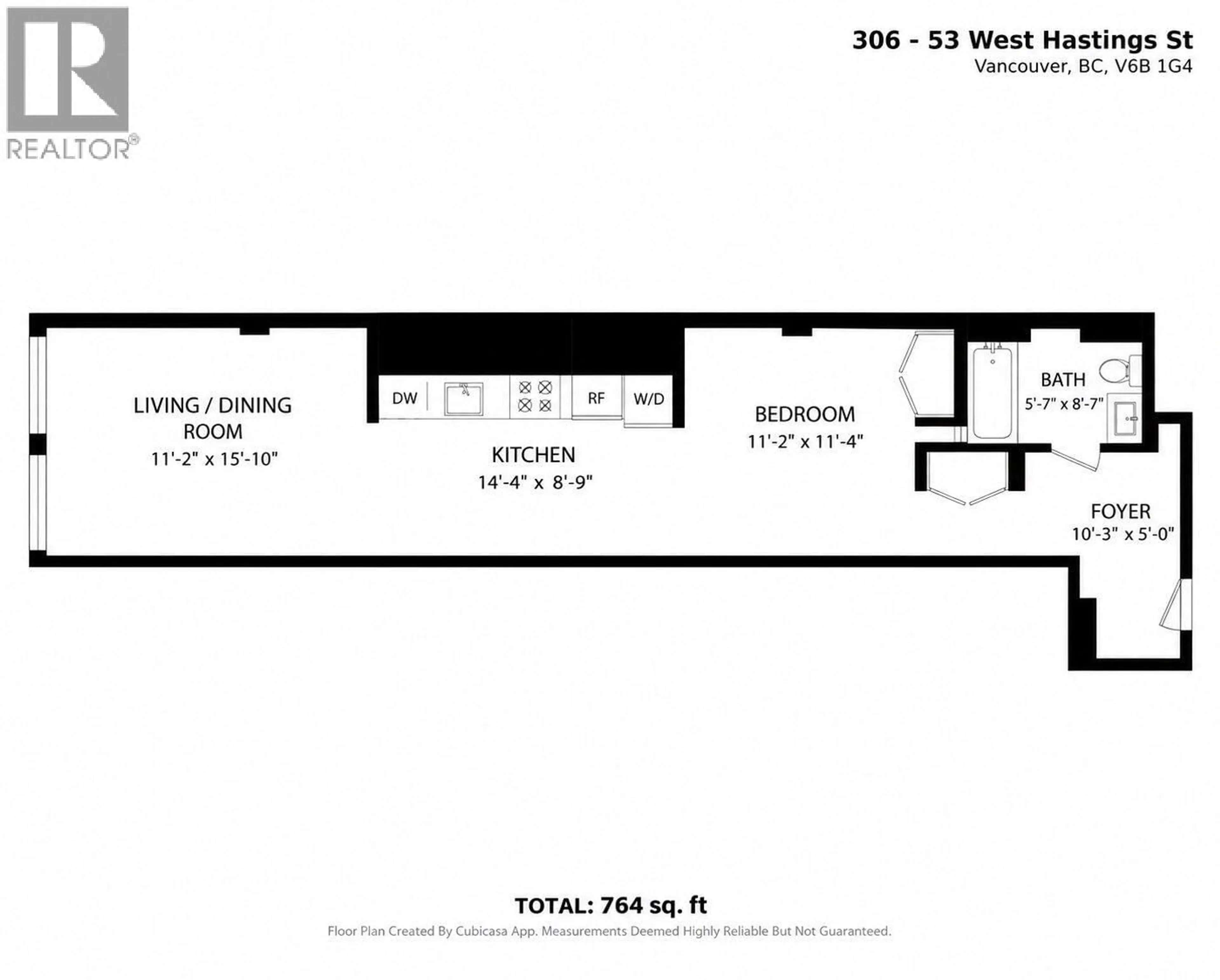 Floor plan for 306 - 53 HASTINGS STREET, Vancouver British Columbia V6B1G4