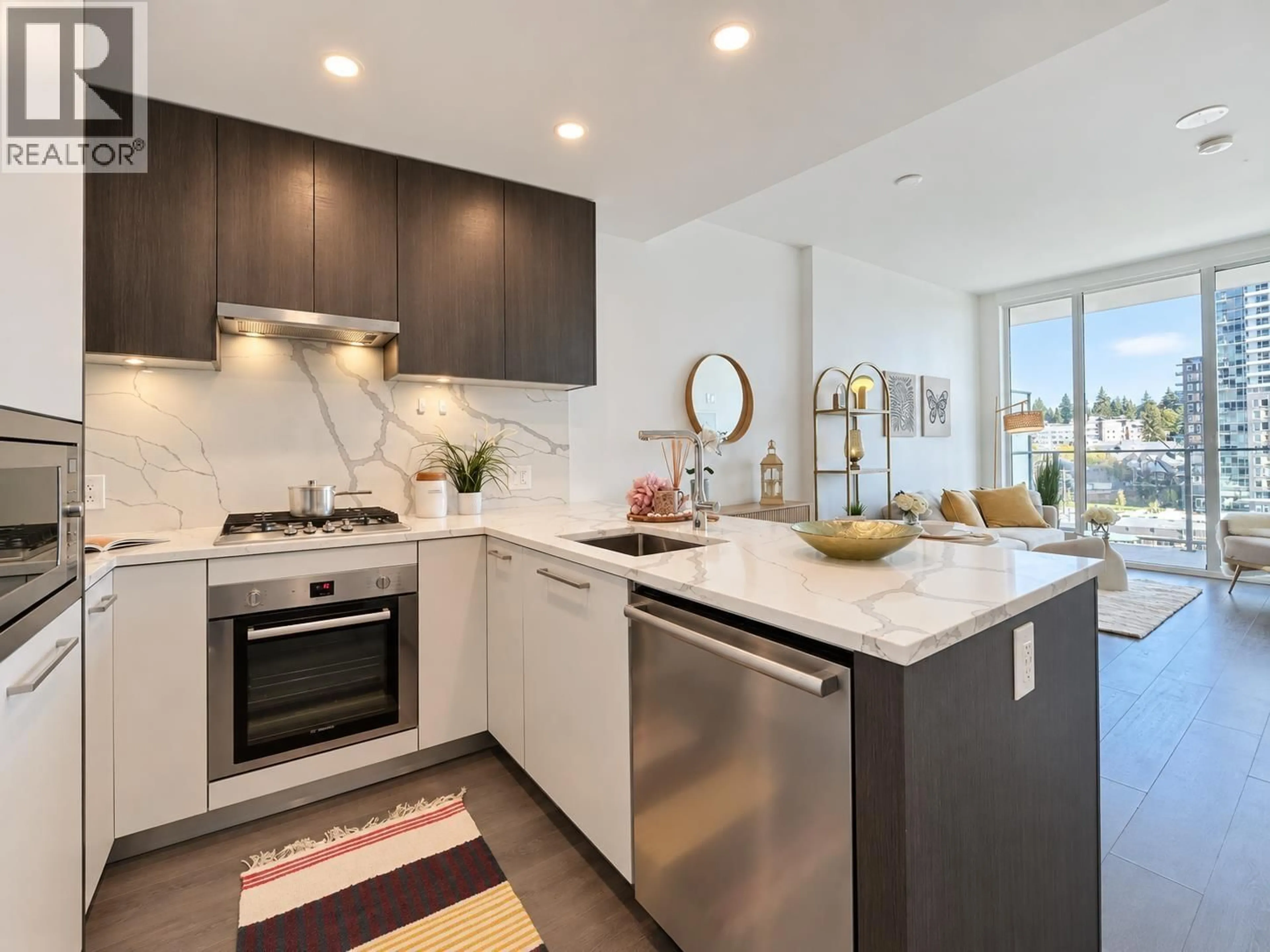 Contemporary kitchen, ceramic/tile floor for 609 - 567 CLARKE ROAD, Coquitlam British Columbia V3J0K7