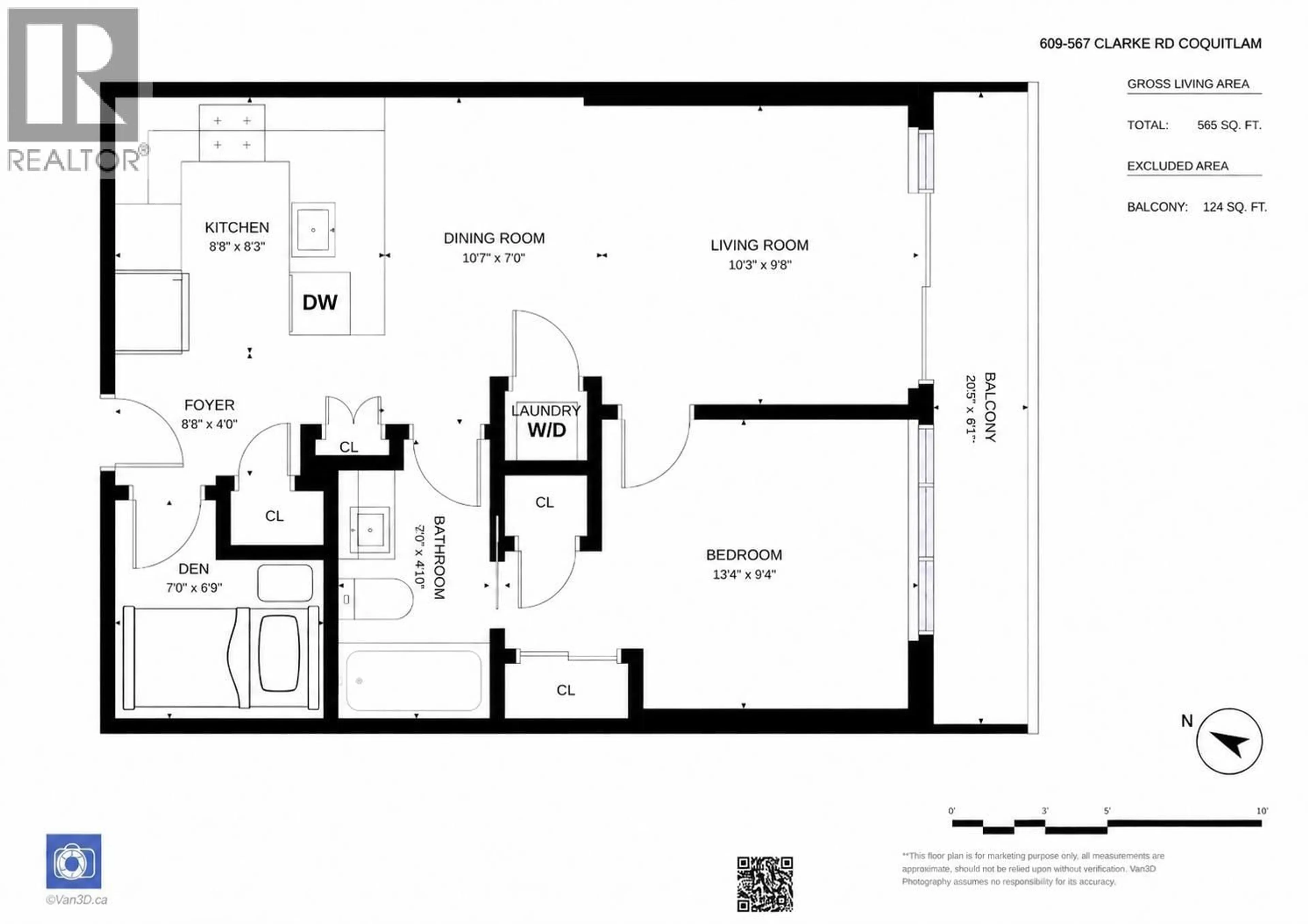 Floor plan for 609 - 567 CLARKE ROAD, Coquitlam British Columbia V3J0K7