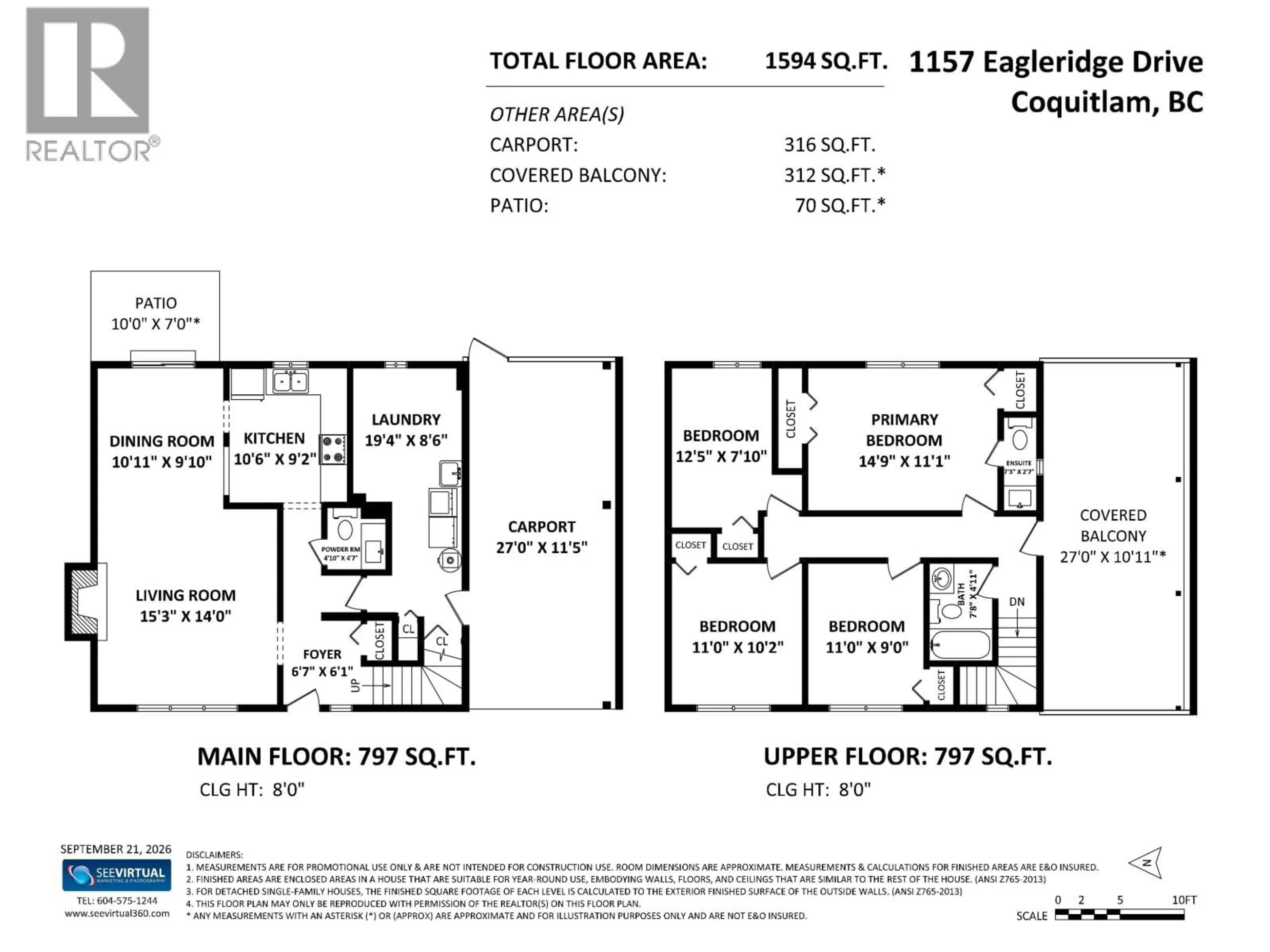 Floor plan for 1157 EAGLERIDGE DRIVE, Coquitlam British Columbia V3E1K1