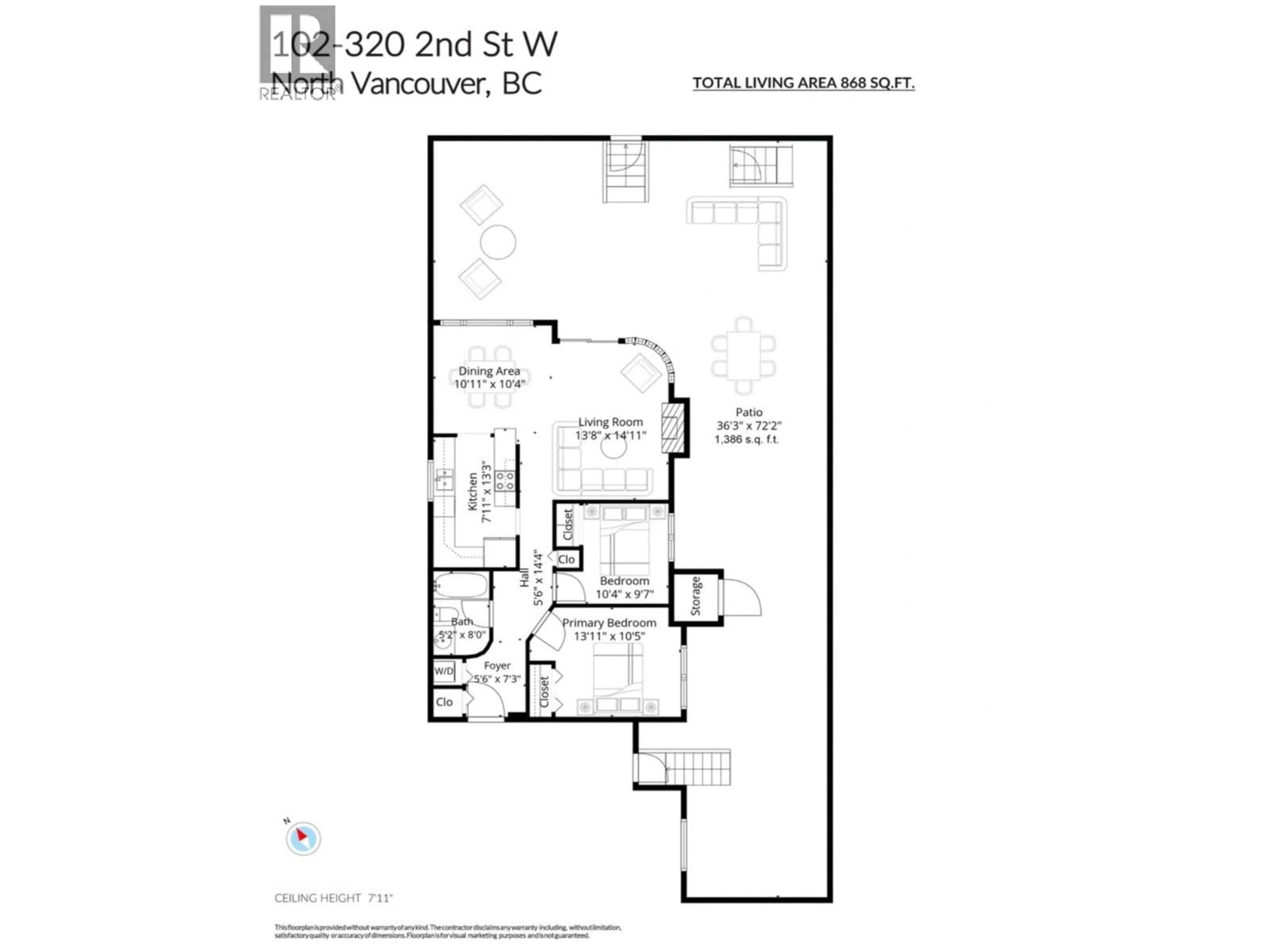 Floor plan for 102 - 320 2ND STREET, North Vancouver British Columbia V7M1E1