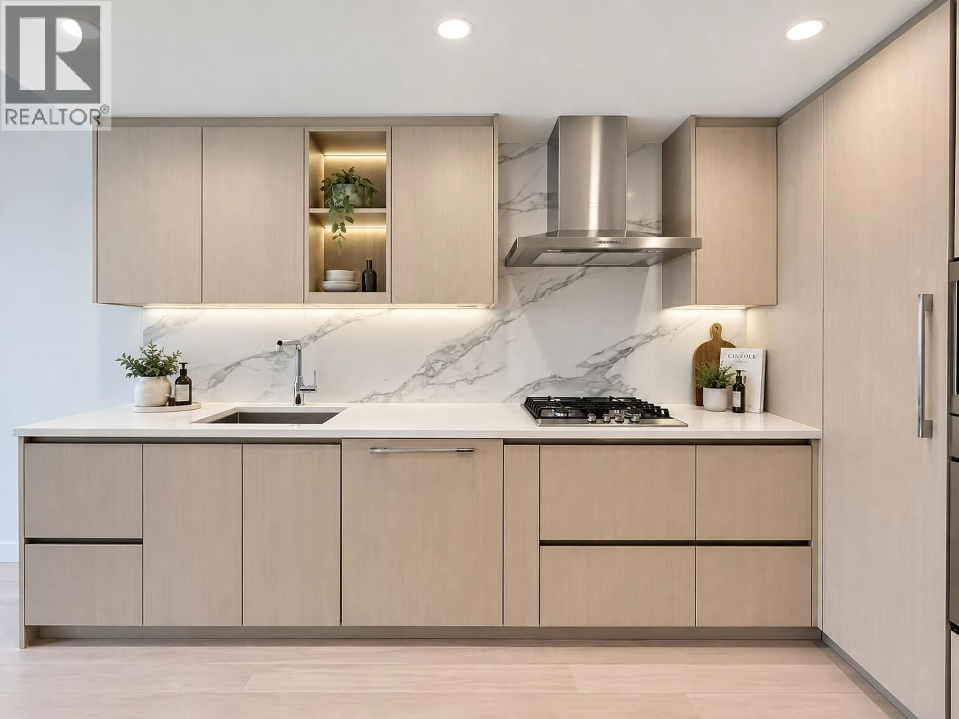 Contemporary kitchen, ceramic/tile floor for 405 - 4890 LOUGHEED HIGHWAY, Burnaby British Columbia V5C0N2