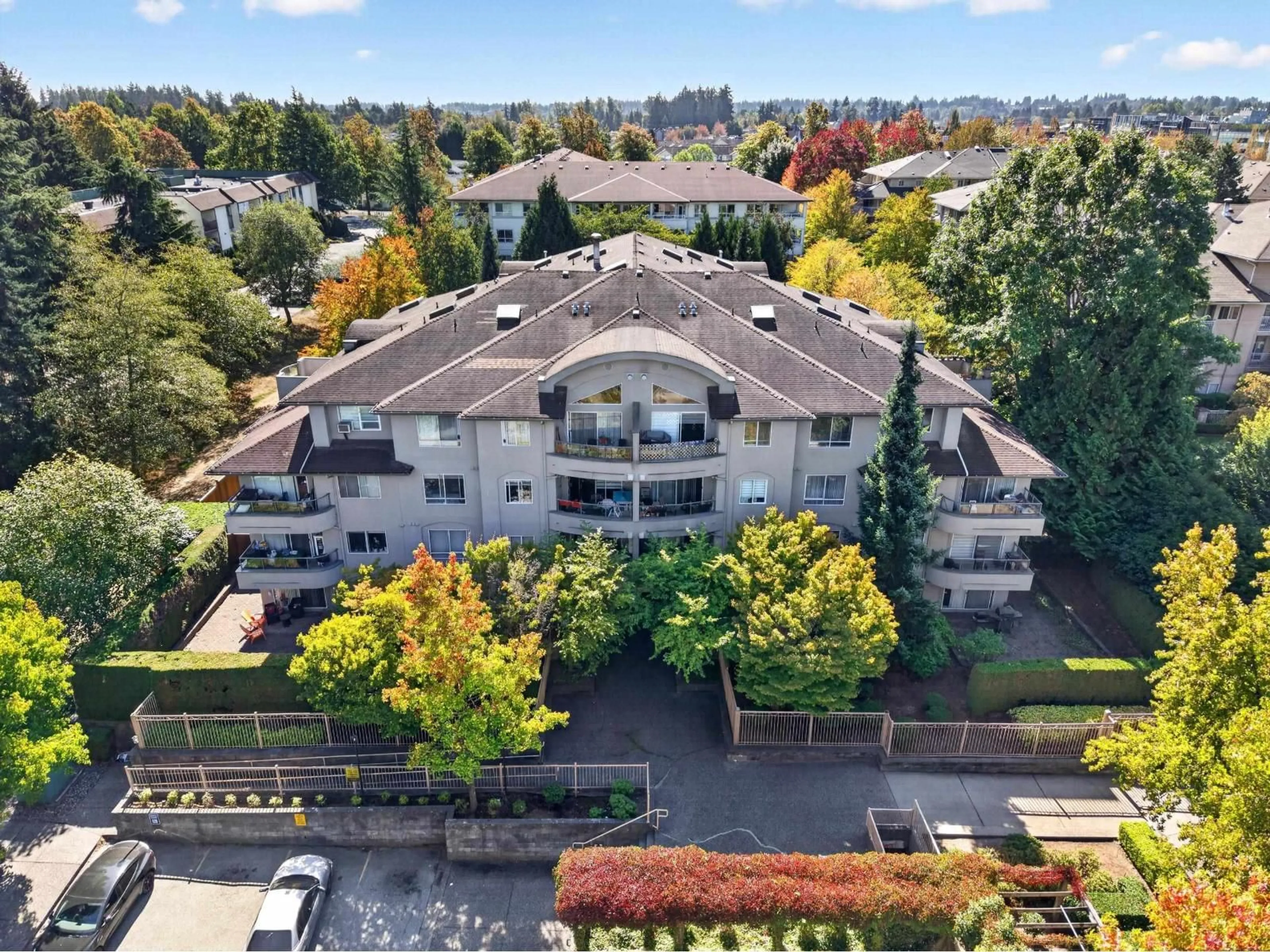 A pic from outside/outdoor area/front of a property/back of a property/a pic from drone, city buildings view from balcony for 104 - 7475 138 STREET, Surrey British Columbia V3W0Y9