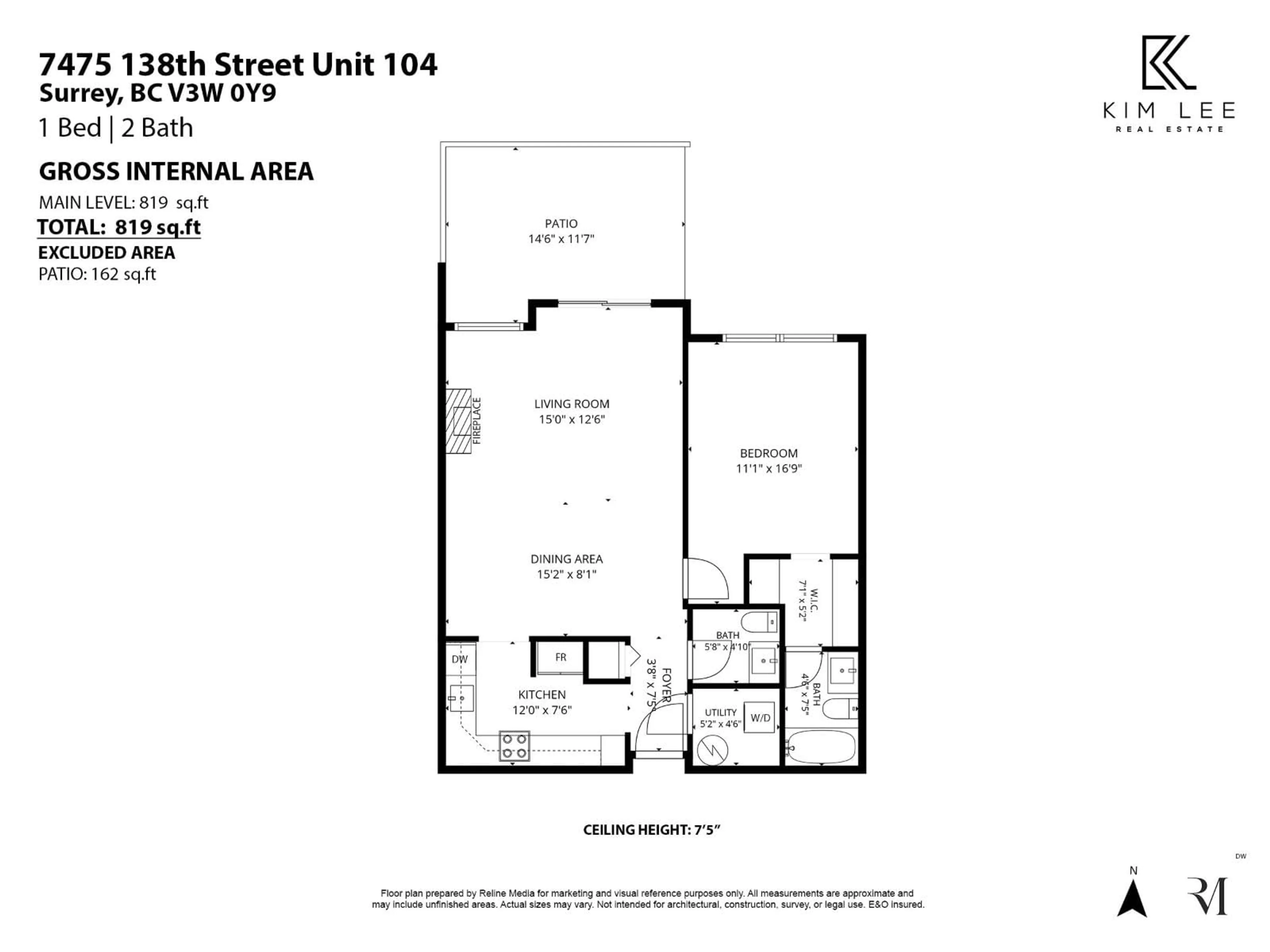Floor plan for 104 - 7475 138 STREET, Surrey British Columbia V3W0Y9