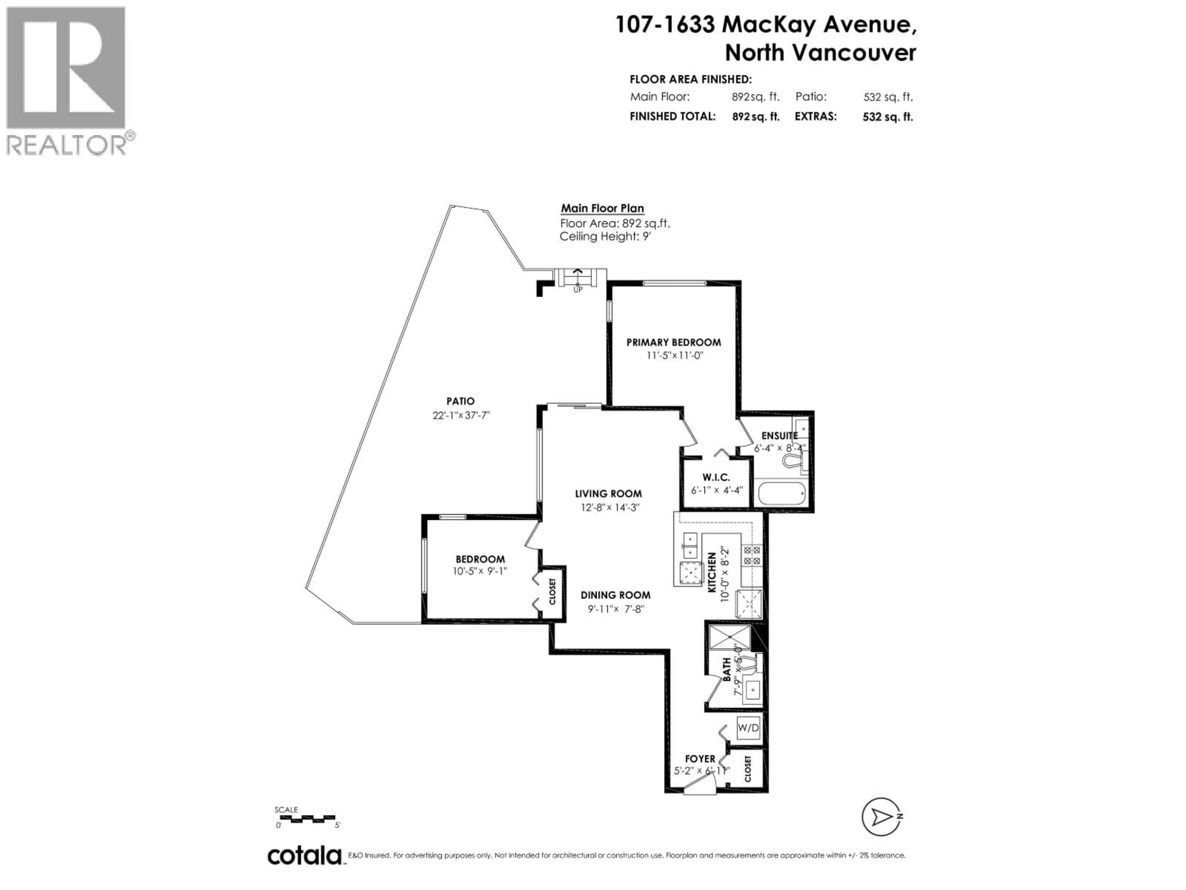 Floor plan for 107 - 1633 MACKAY AVENUE, North Vancouver British Columbia V7P0A2