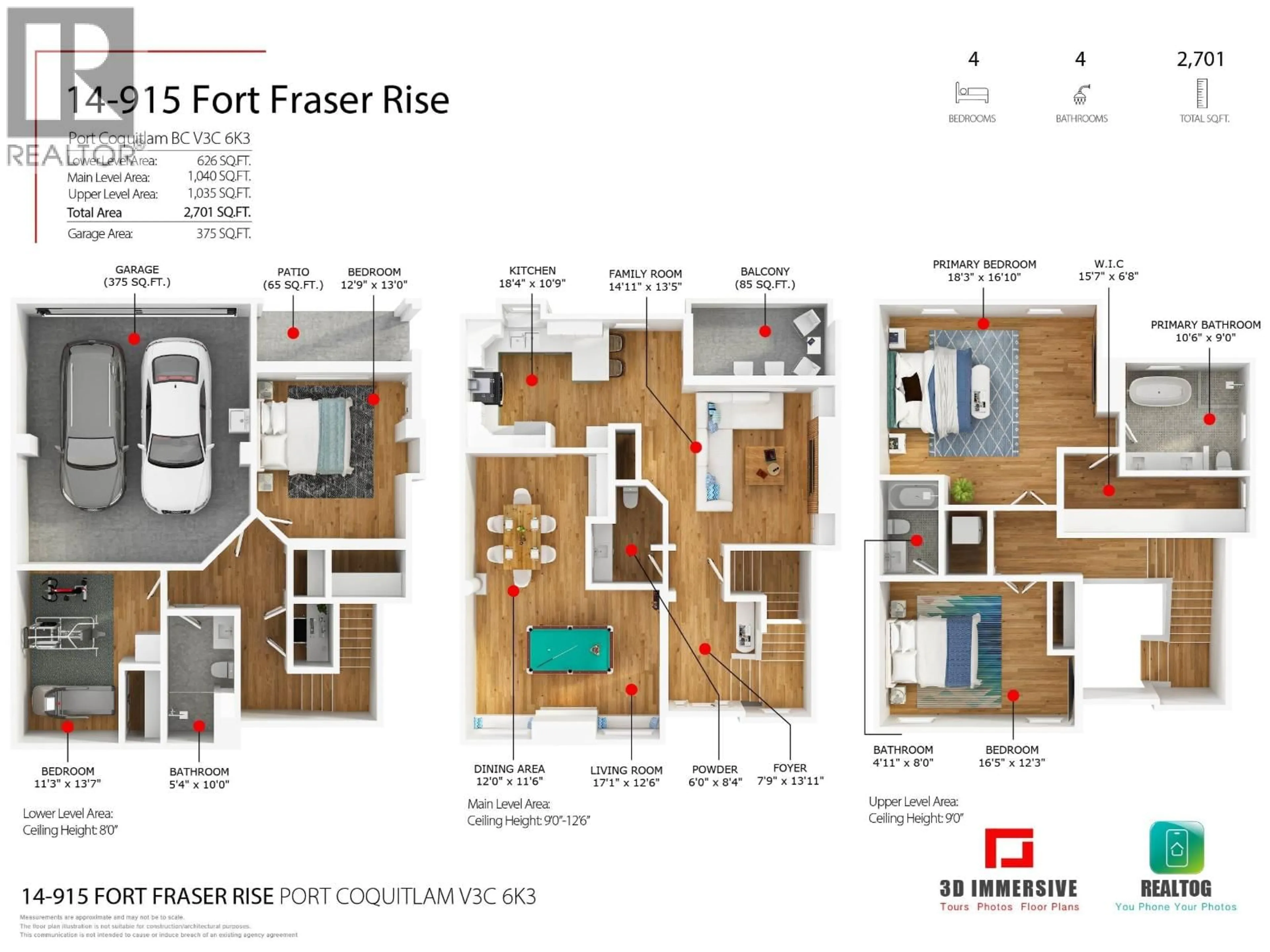 Floor plan for 14 - 915 FORT FRASER RISE, Port Coquitlam British Columbia V3C6K3