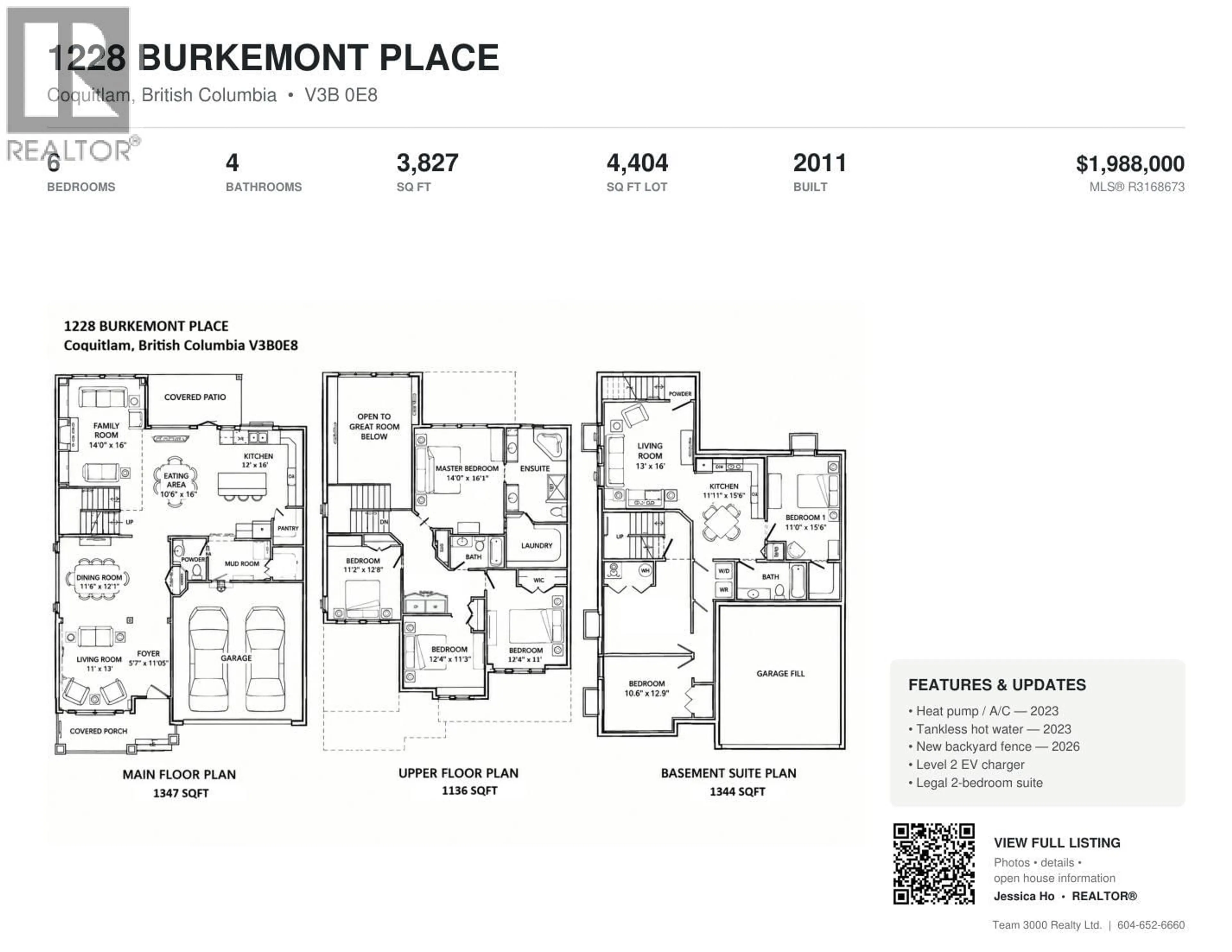 Floor plan for 1228 BURKEMONT PLACE, Coquitlam British Columbia V3B0E8