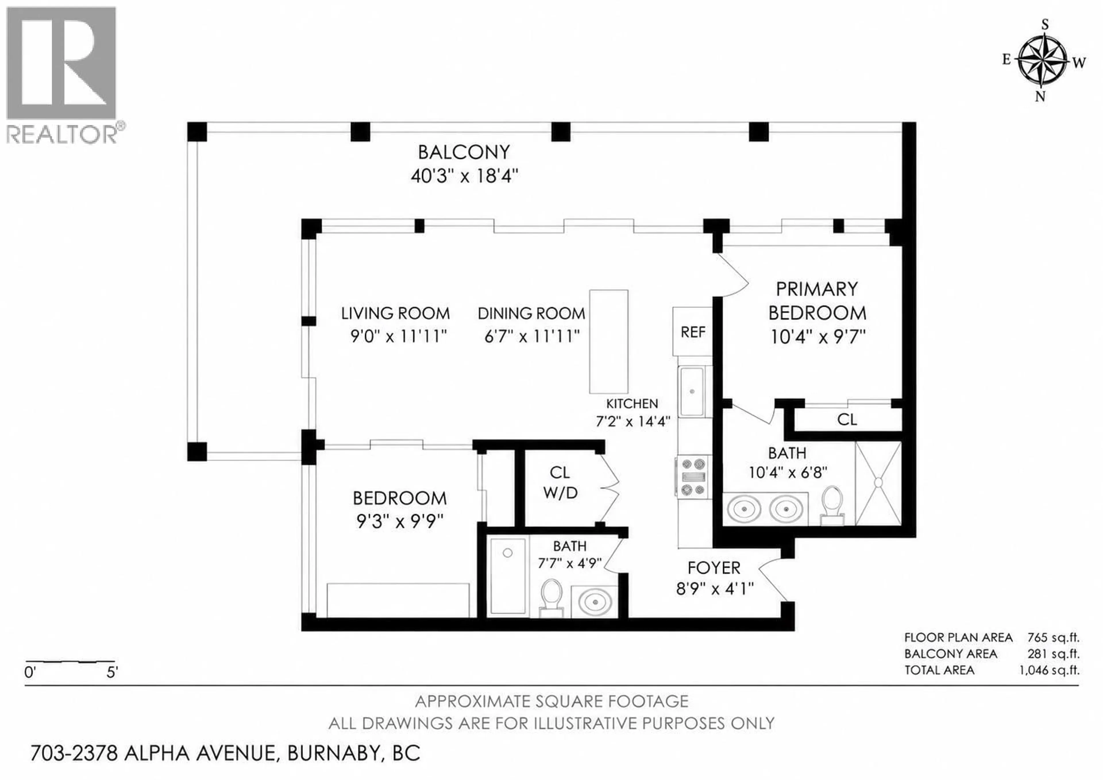 Floor plan for 703 - 2378 ALPHA AVENUE, Burnaby British Columbia V5C0K2