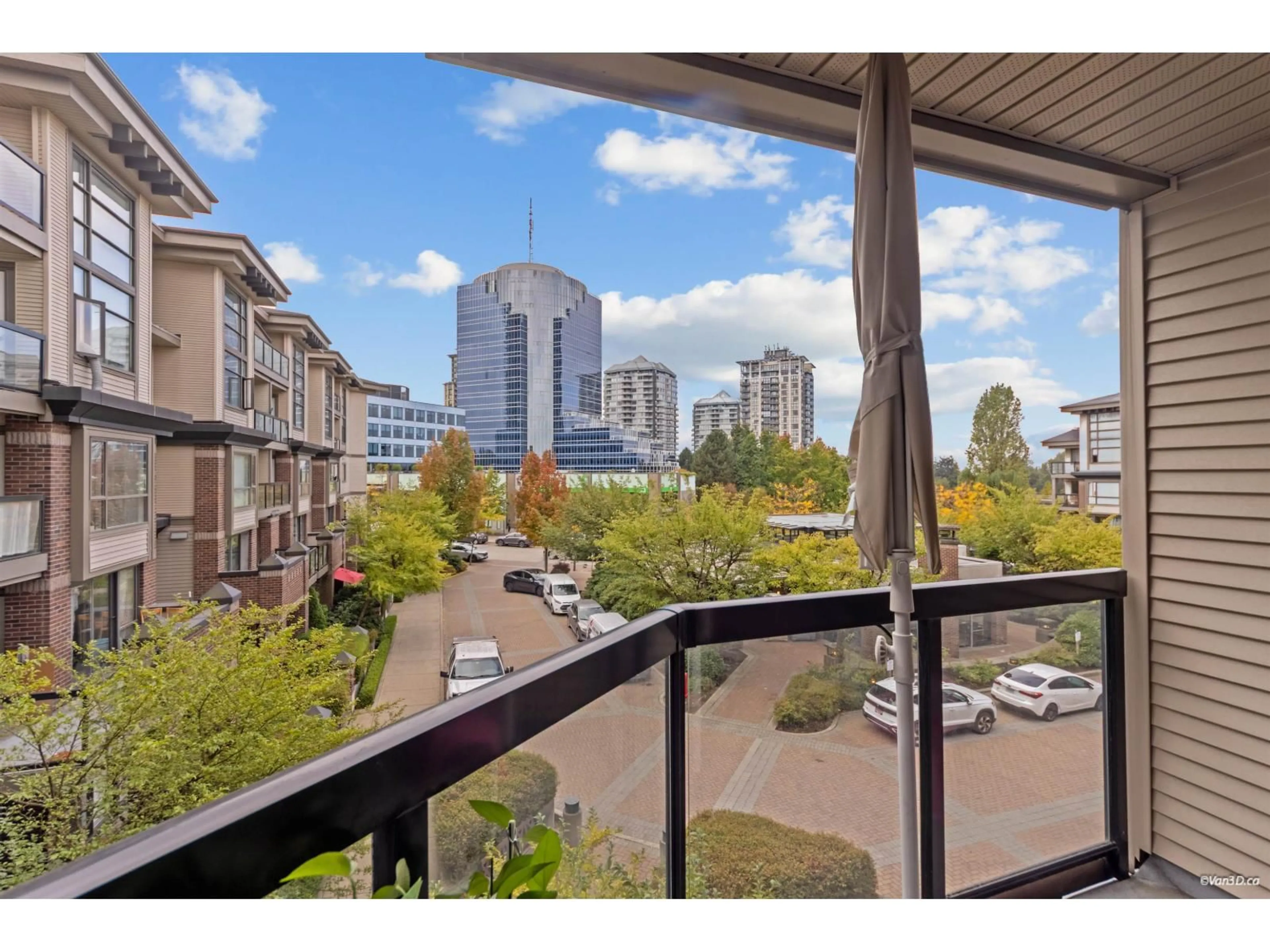 Patio, city buildings view from balcony for 329 - 10838 CITY PARKWAY, Surrey British Columbia V3T5X9