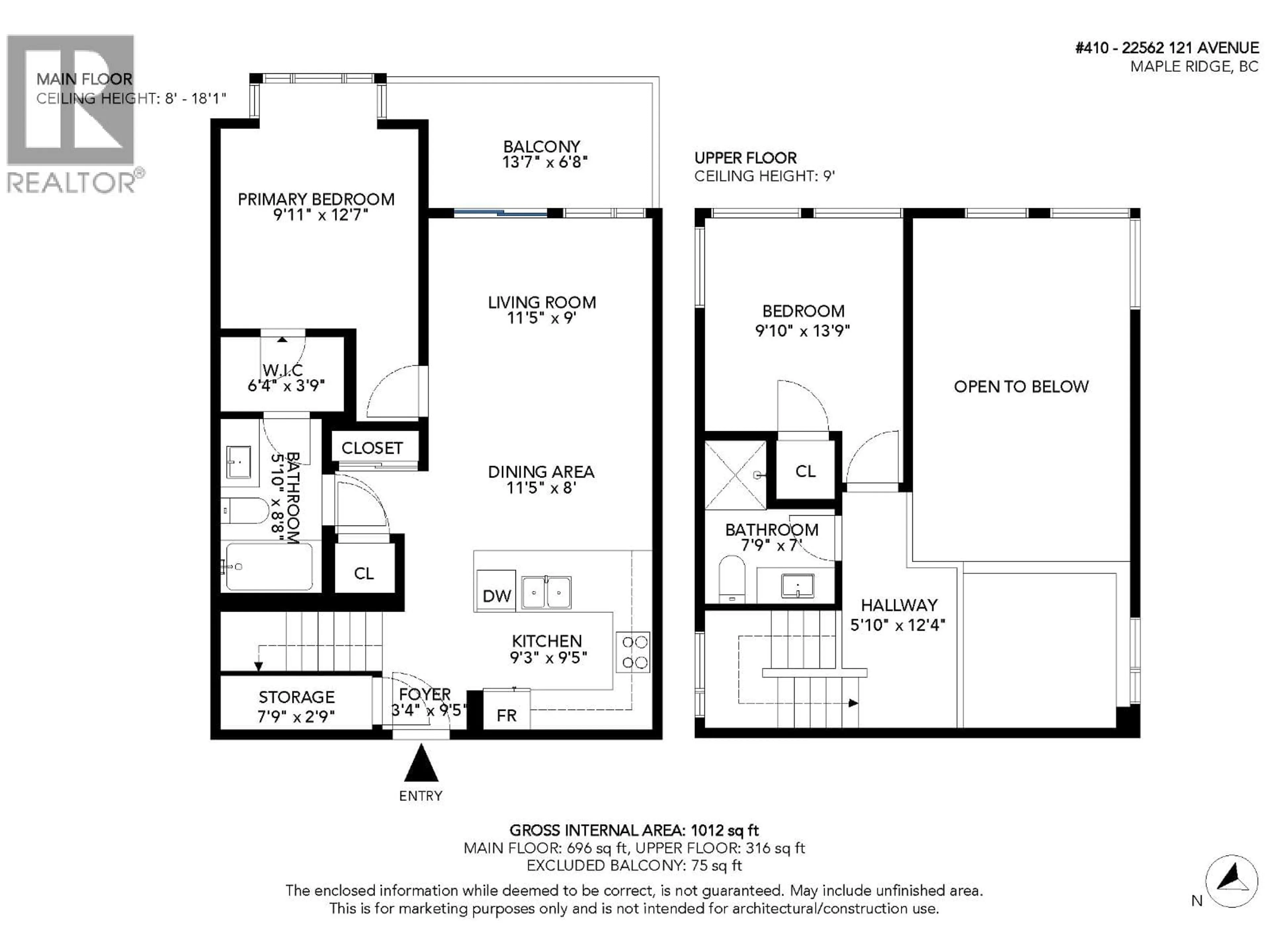 Floor plan for 410 - 22562 121 AVENUE, Maple Ridge British Columbia V2X3Y8