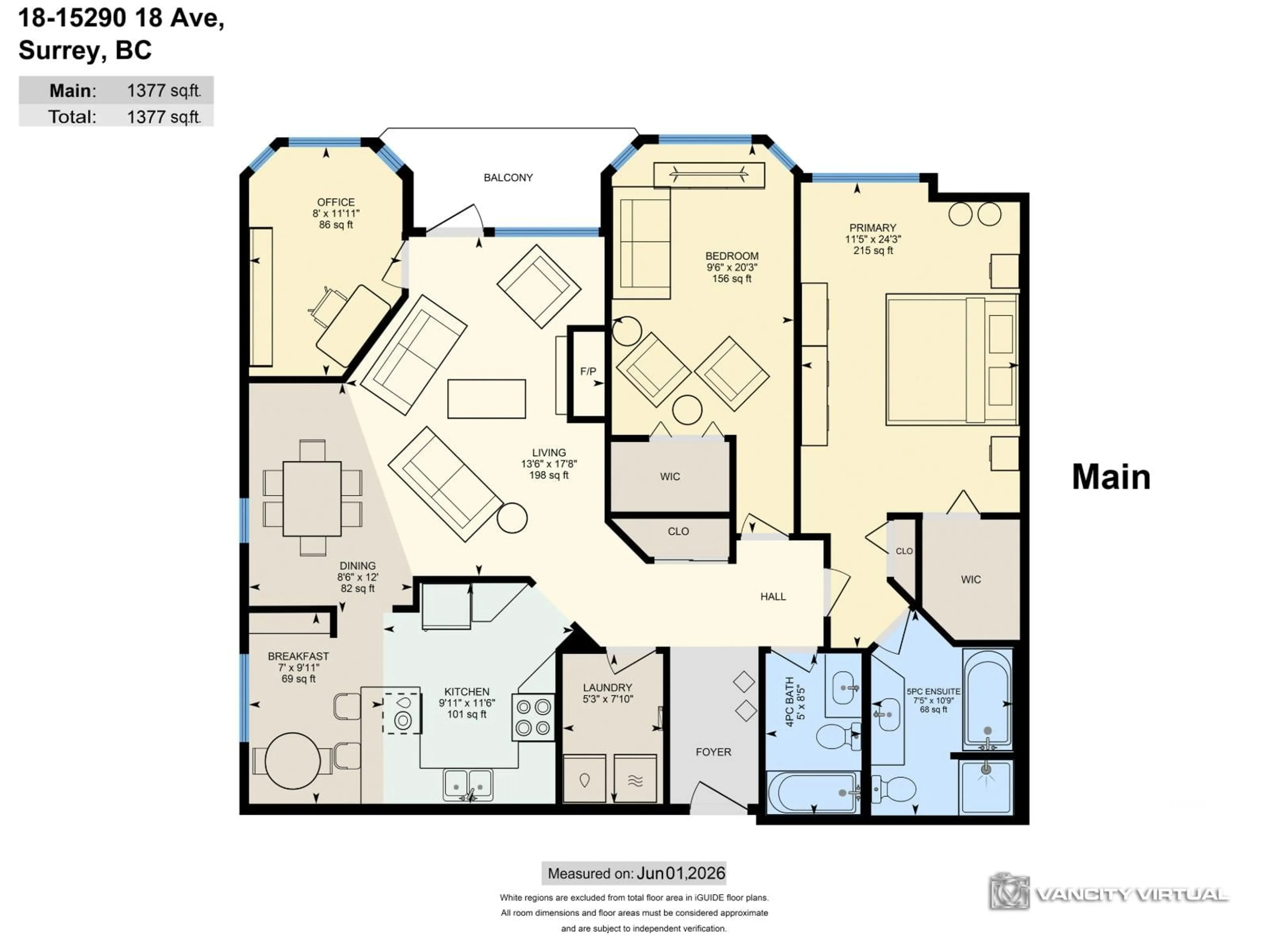 Floor plan for 206 - 15290 18TH AVENUE, Surrey British Columbia V4A1W8