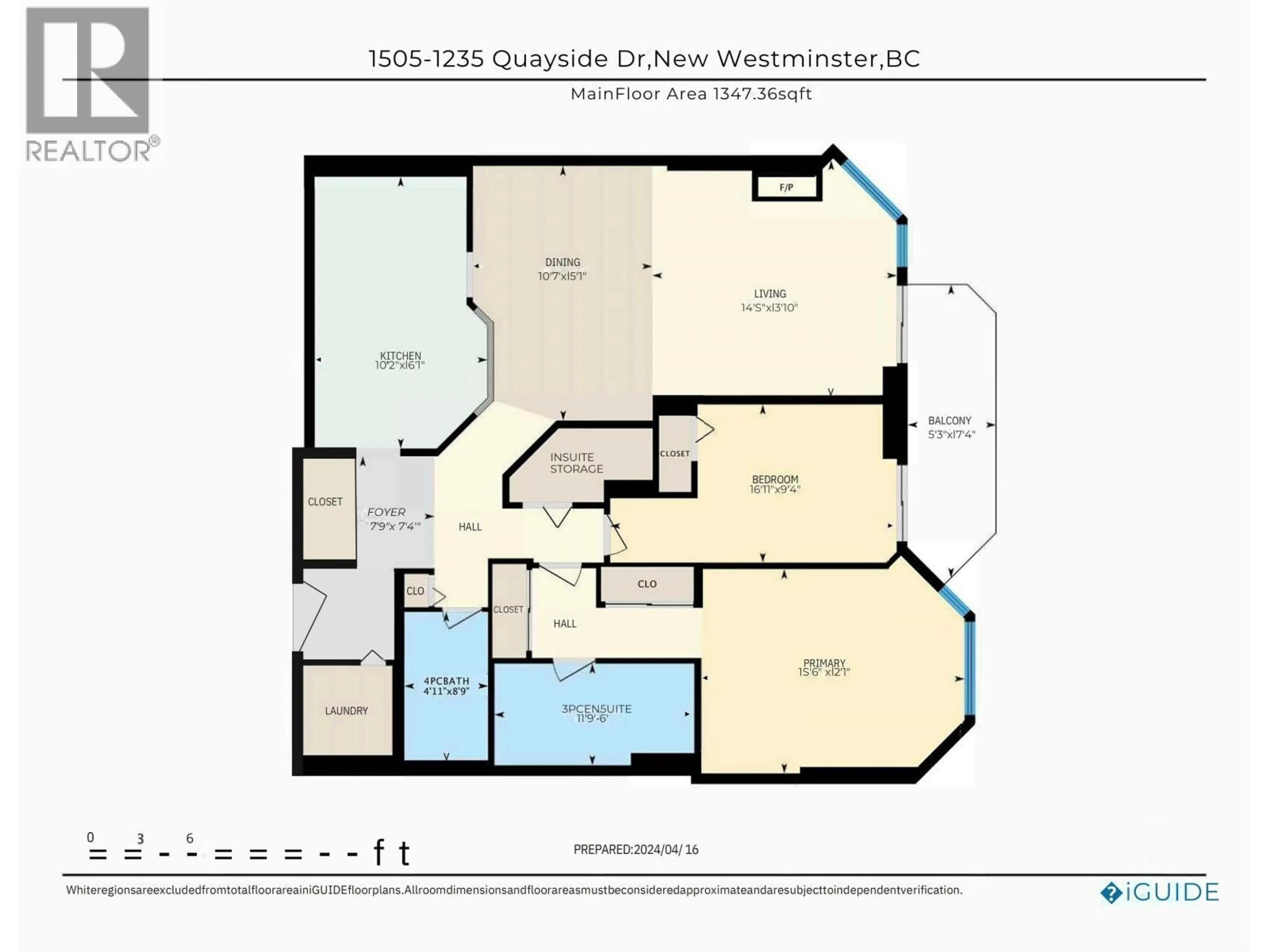 Floor plan for 1505 - 1235 QUAYSIDE DRIVE, New Westminster British Columbia V3M6J5