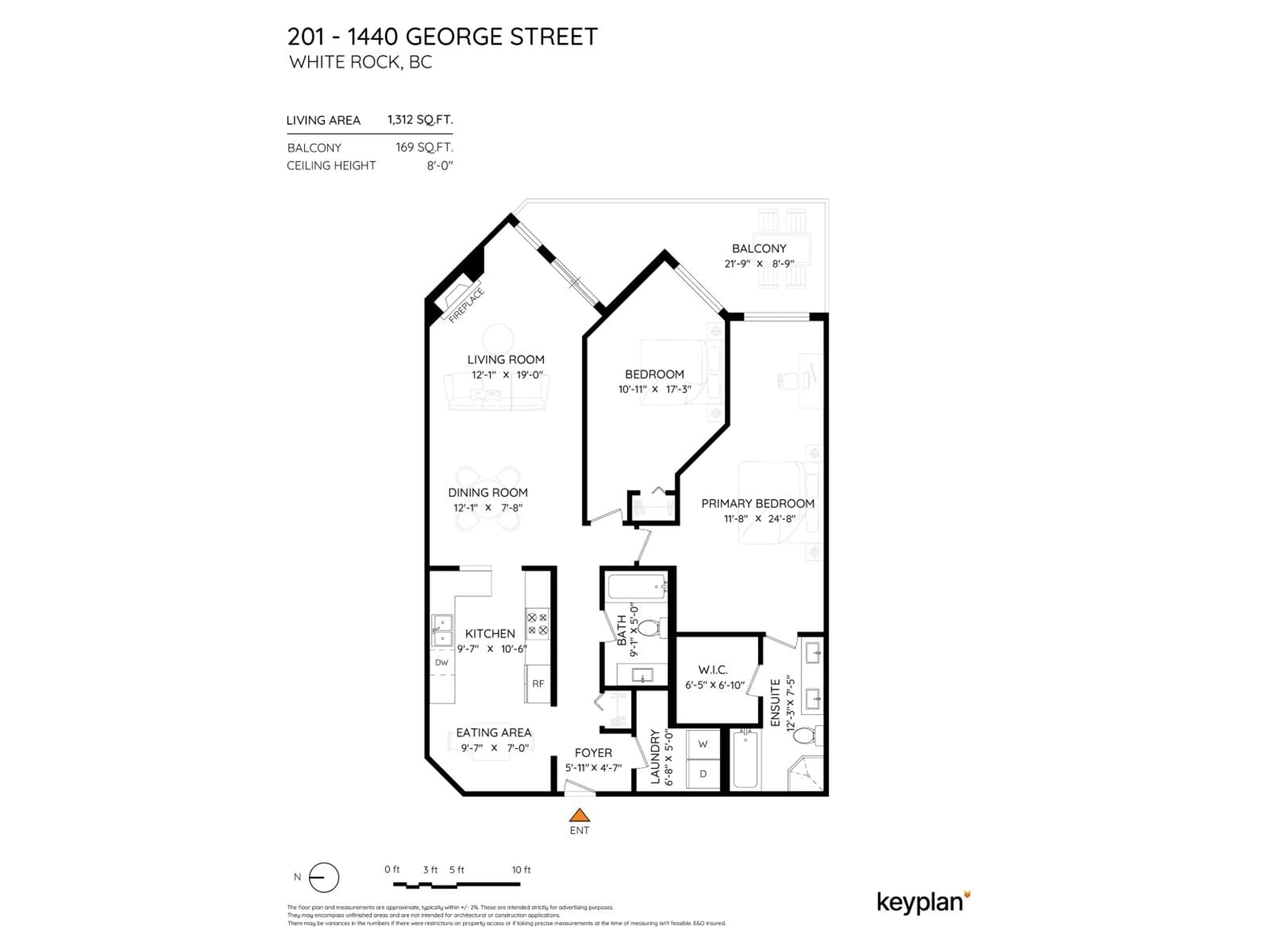Floor plan for 201 - 1440 GEORGE STREET, White Rock British Columbia V4B4A3