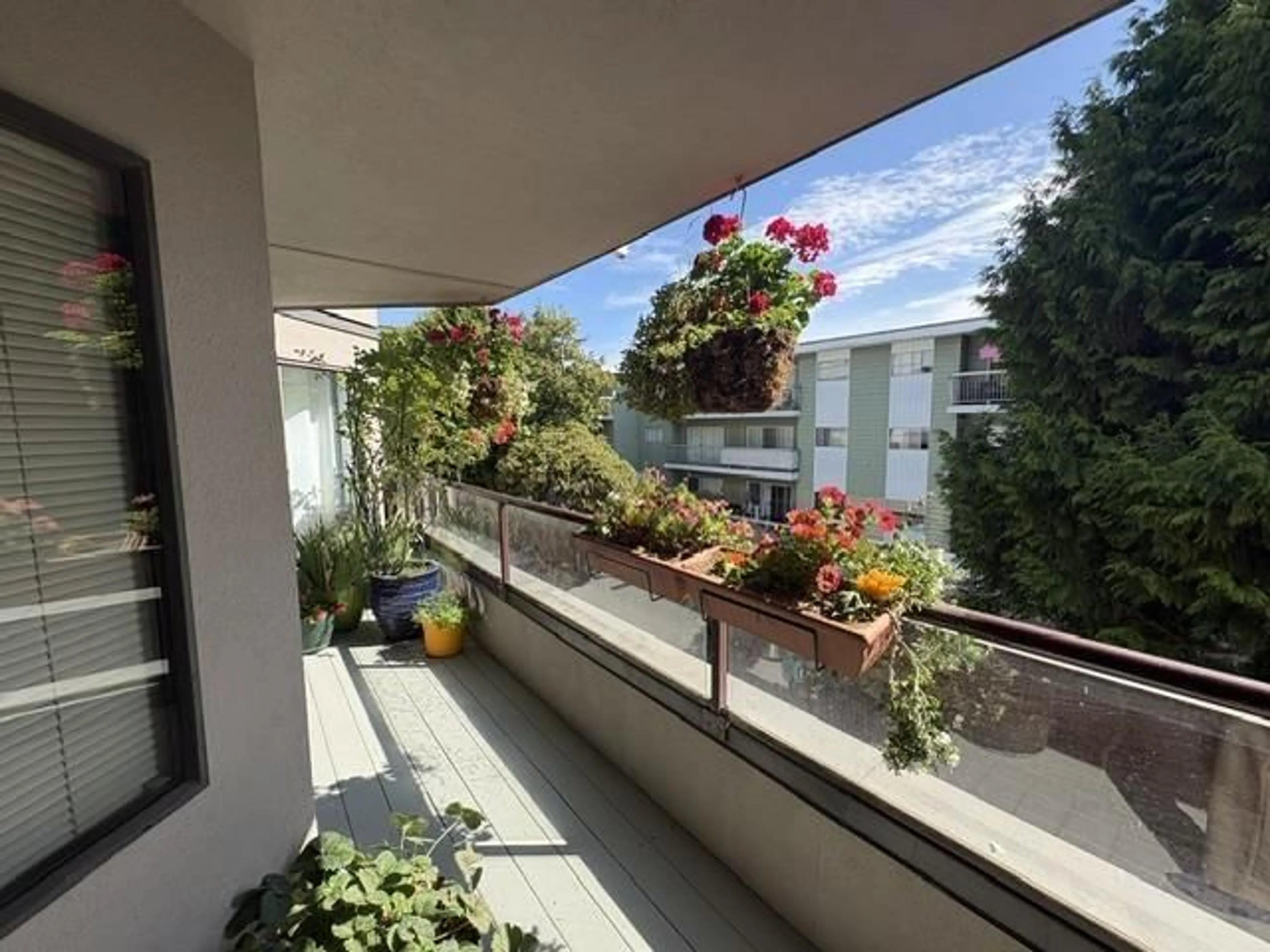 Balcony in the apartment, city buildings view from balcony for 201 - 1440 GEORGE STREET, White Rock British Columbia V4B4A3