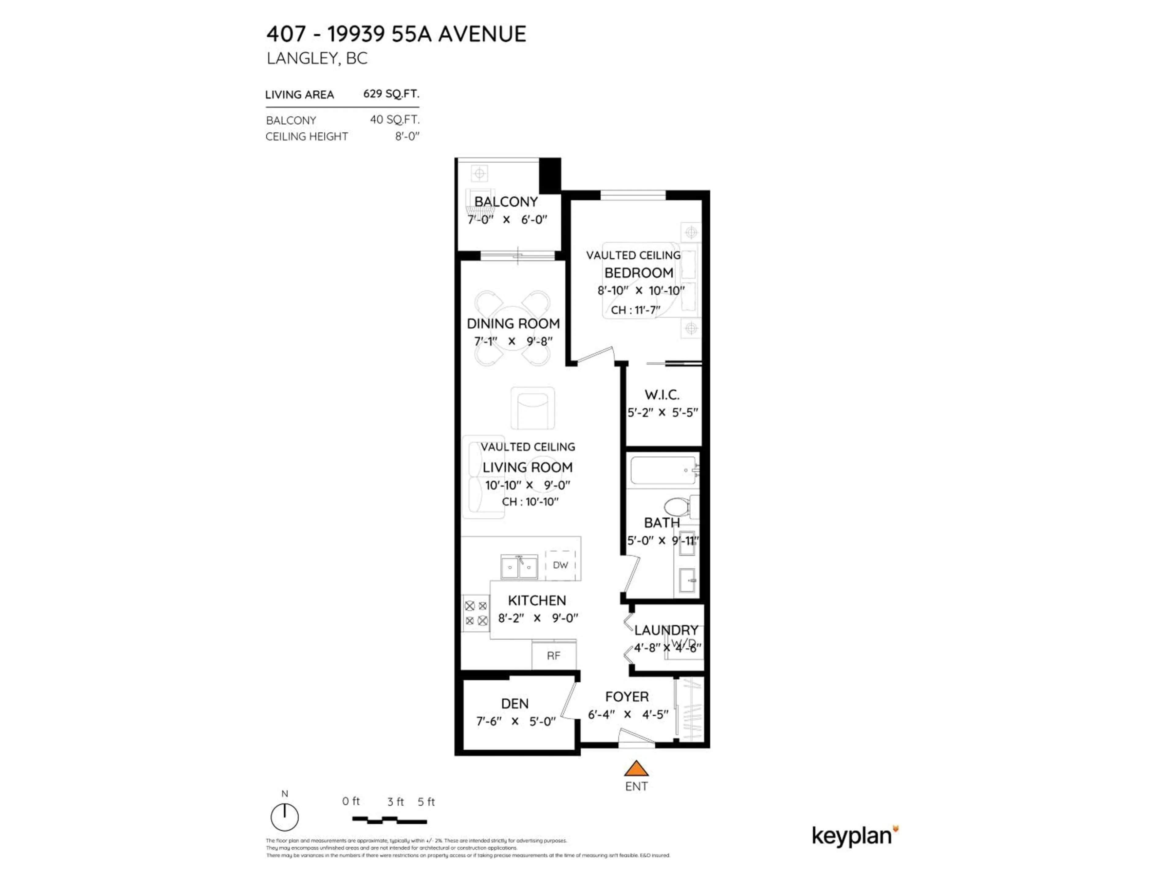 Floor plan for 407 - 19939 55A AVENUE, Langley British Columbia V3A3X4