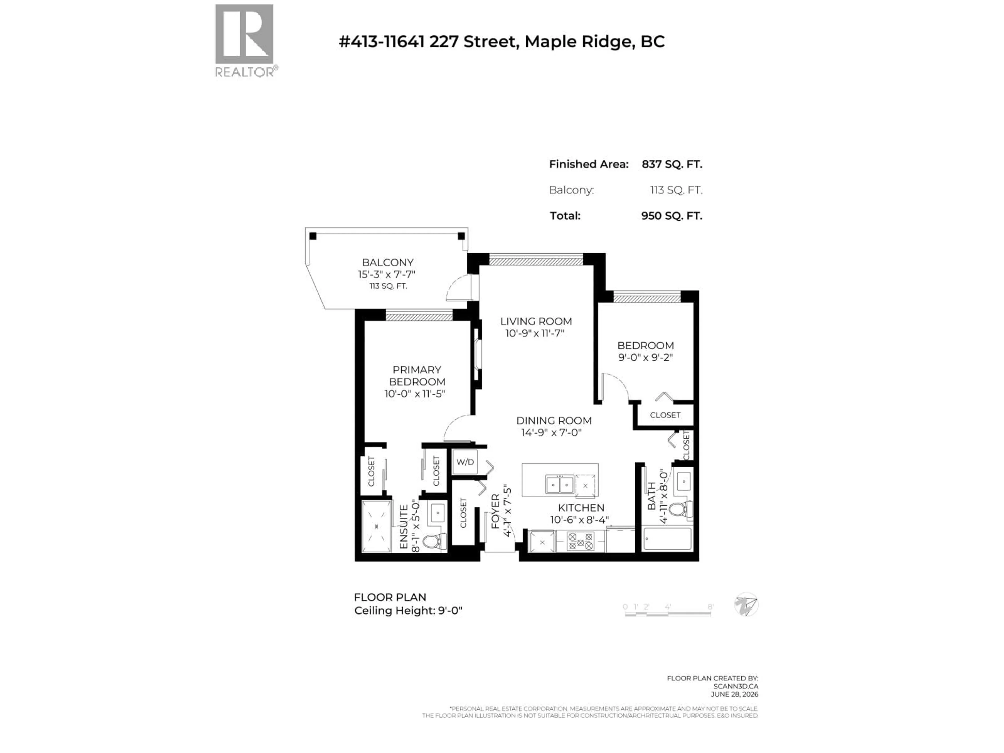 Floor plan for 413 - 11641 227 STREET, Maple Ridge British Columbia V2X9J6