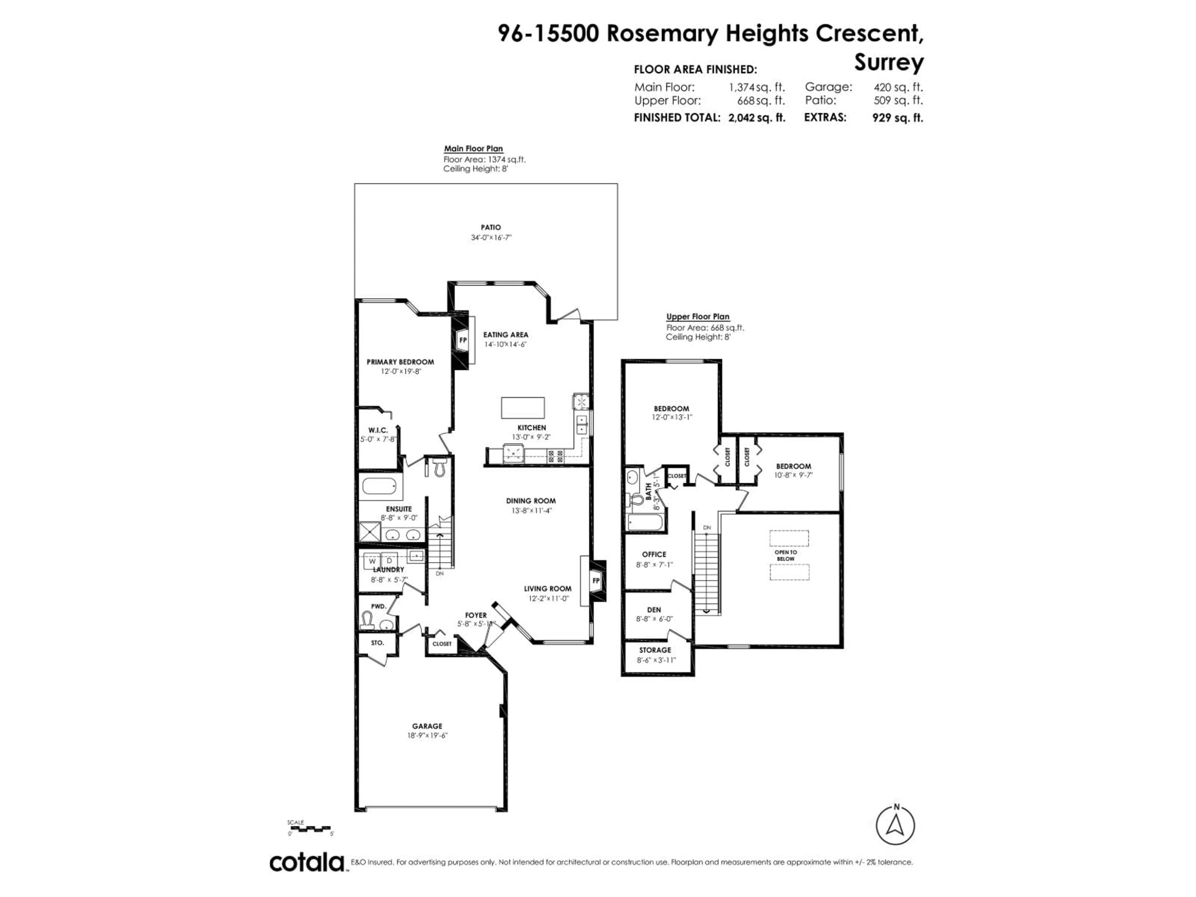 Floor plan for 96 - 15500 ROSEMARY HEIGHTS CRESCENT, Surrey British Columbia V3Z0K1