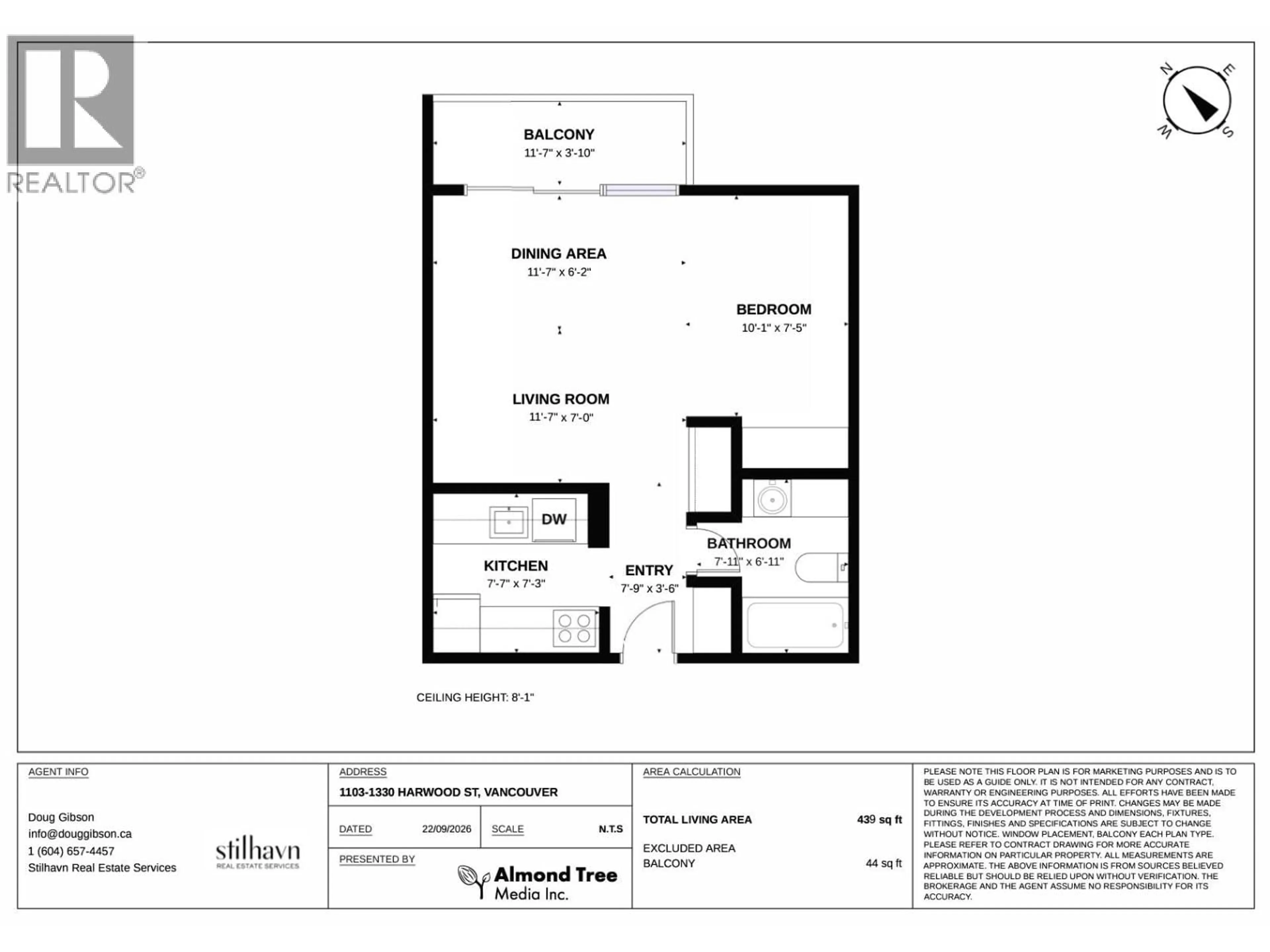 Floor plan for 1103 - 1330 HARWOOD STREET, Vancouver British Columbia V6E1S8