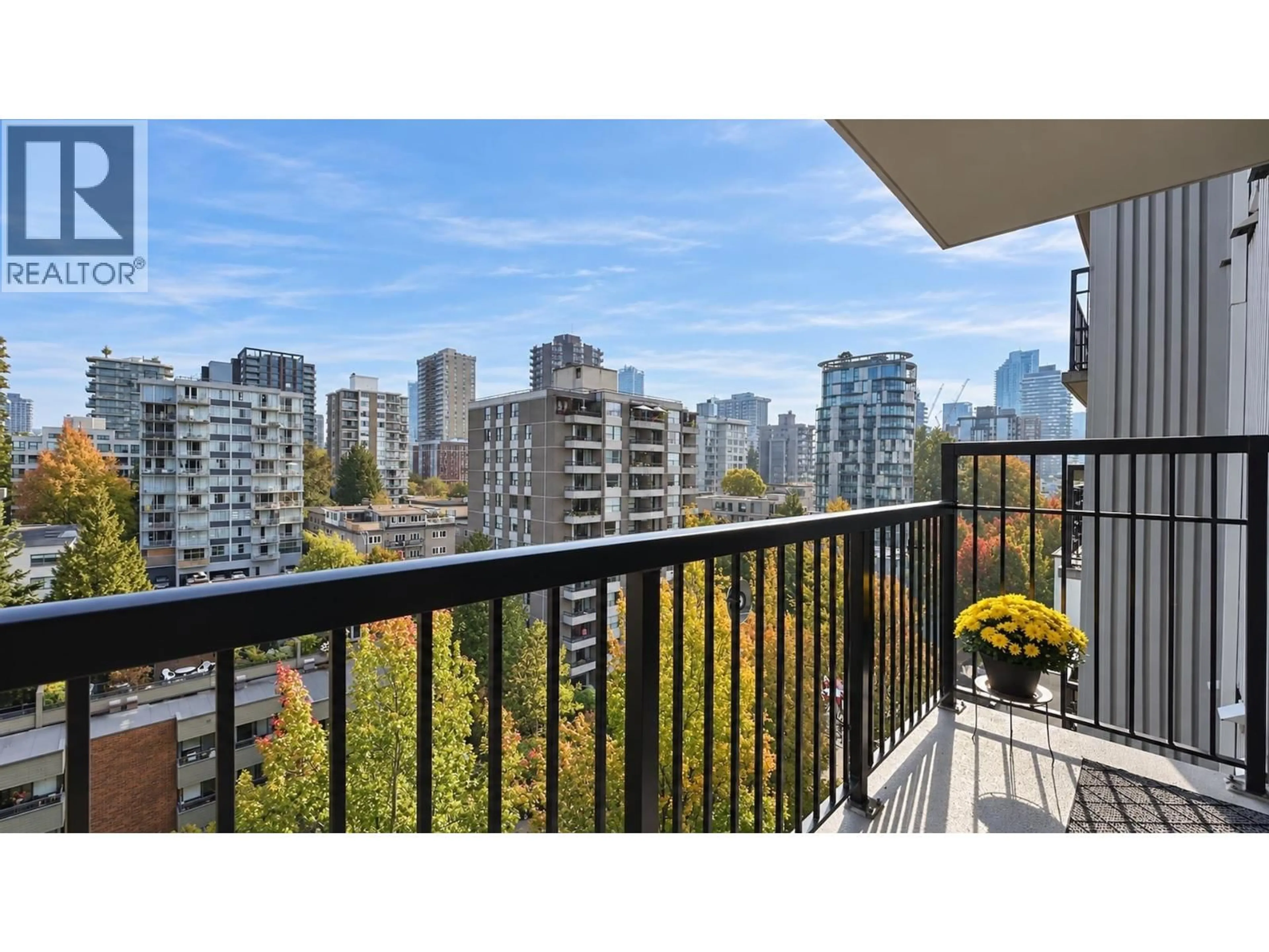 Balcony in the apartment, city buildings view from balcony for 1103 - 1330 HARWOOD STREET, Vancouver British Columbia V6E1S8
