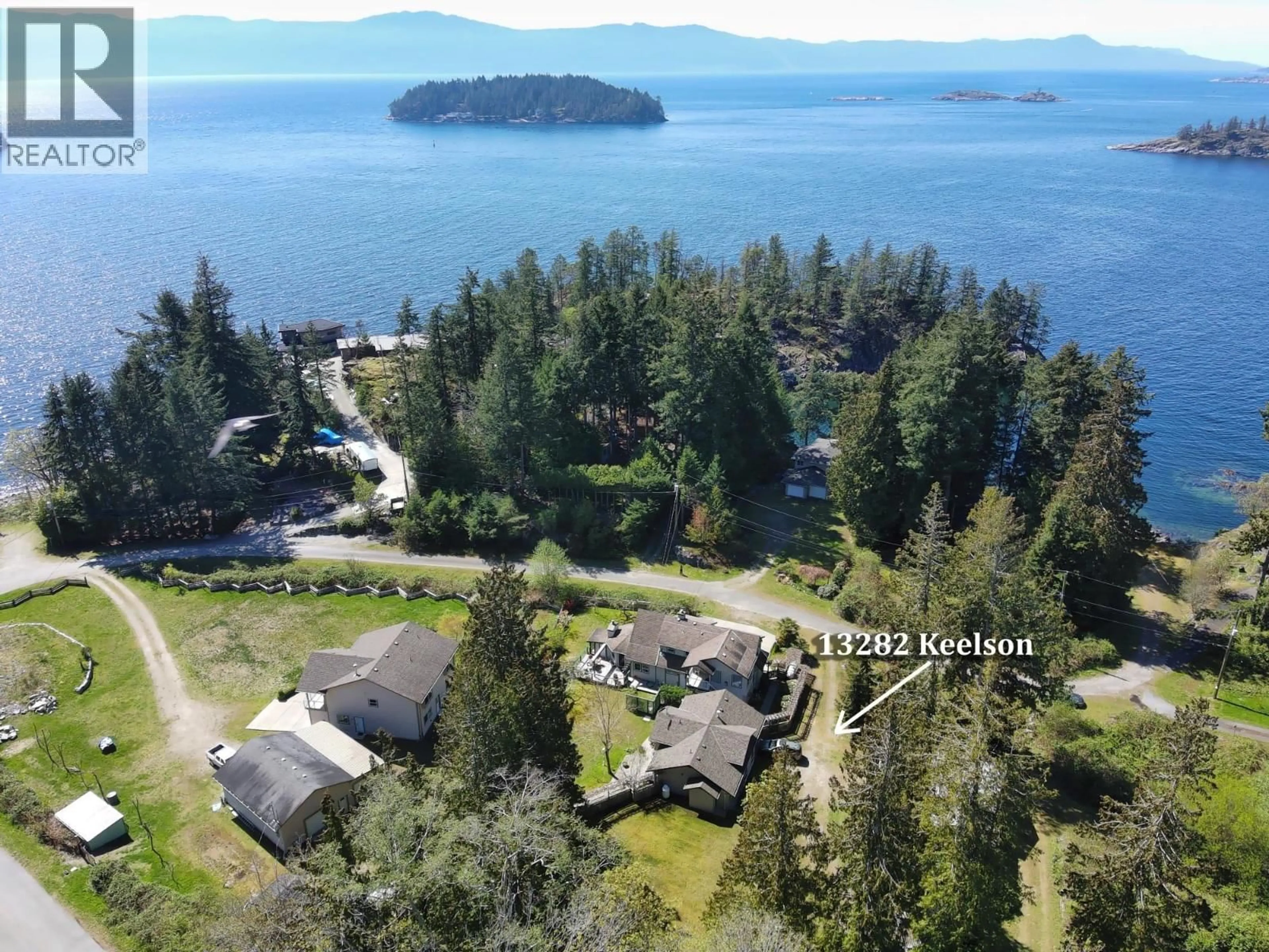 A pic from outside/outdoor area/front of a property/back of a property/a pic from drone, water/lake/river/ocean view for 13282 KEELSON ROAD, Garden Bay British Columbia V0N1S1