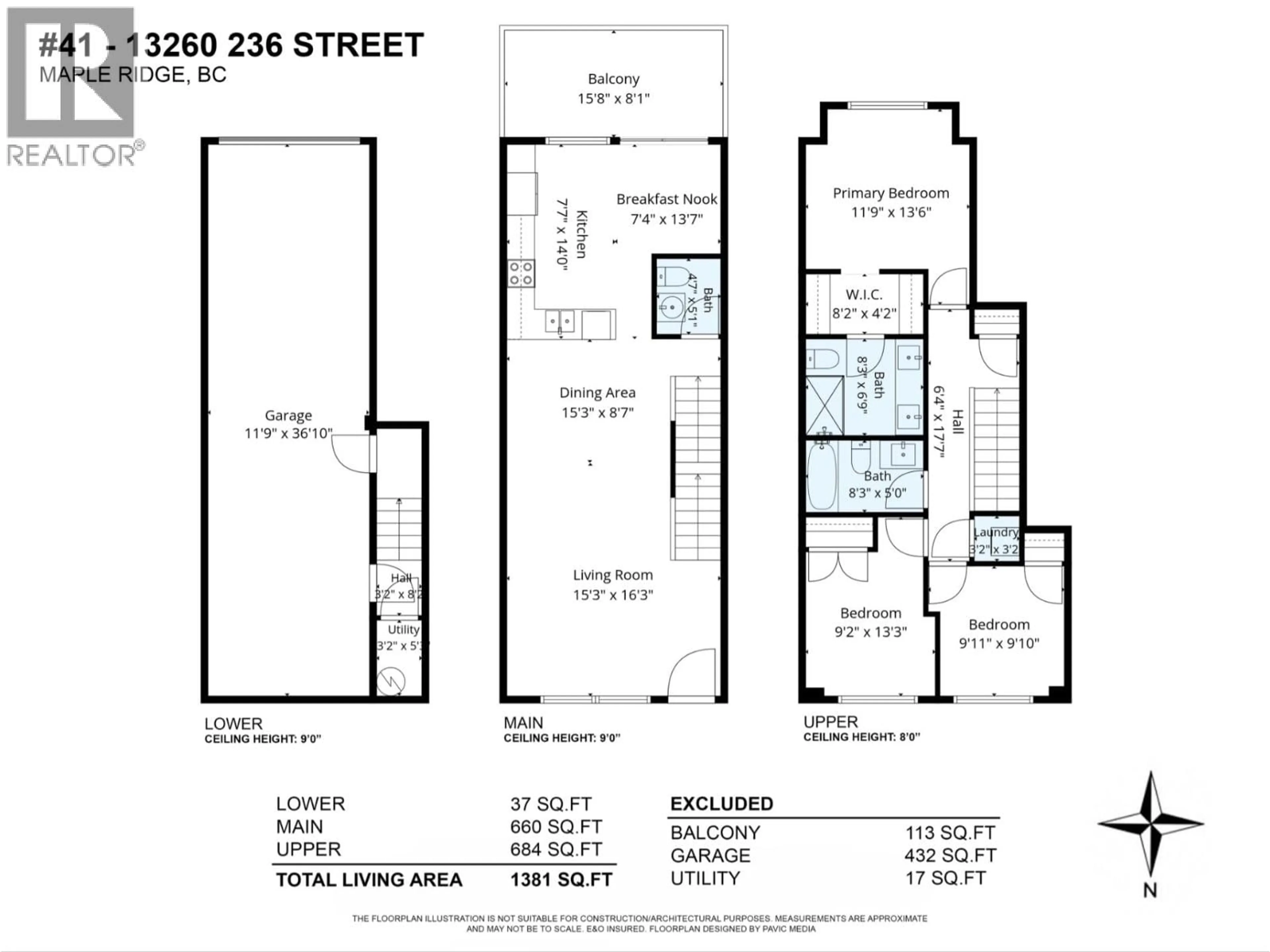 Floor plan for 41 - 13260 236 STREET, Maple Ridge British Columbia V4R0G6