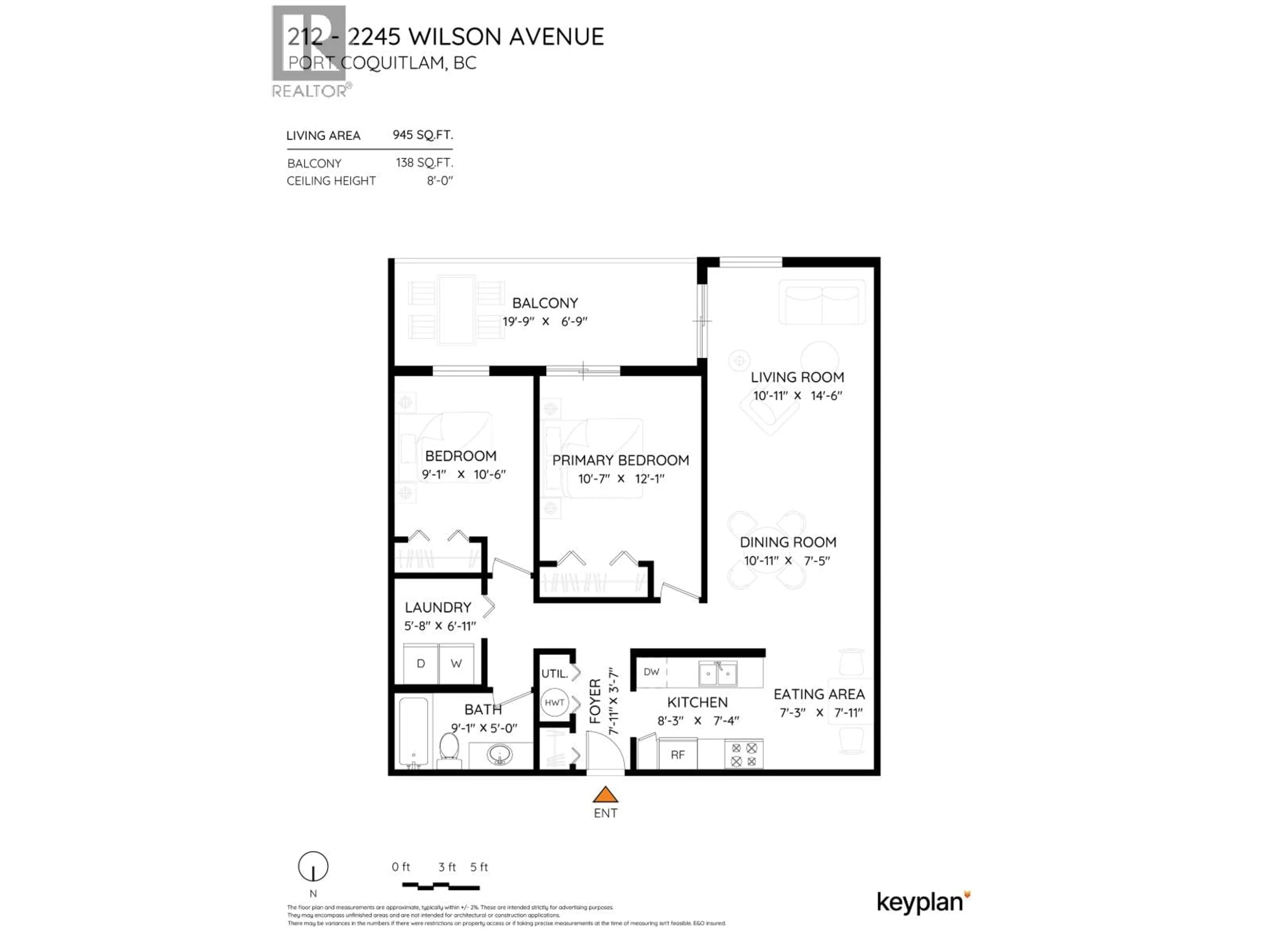 Floor plan for 212 - 2245 WILSON AVENUE, Port Coquitlam British Columbia V3C1Z4