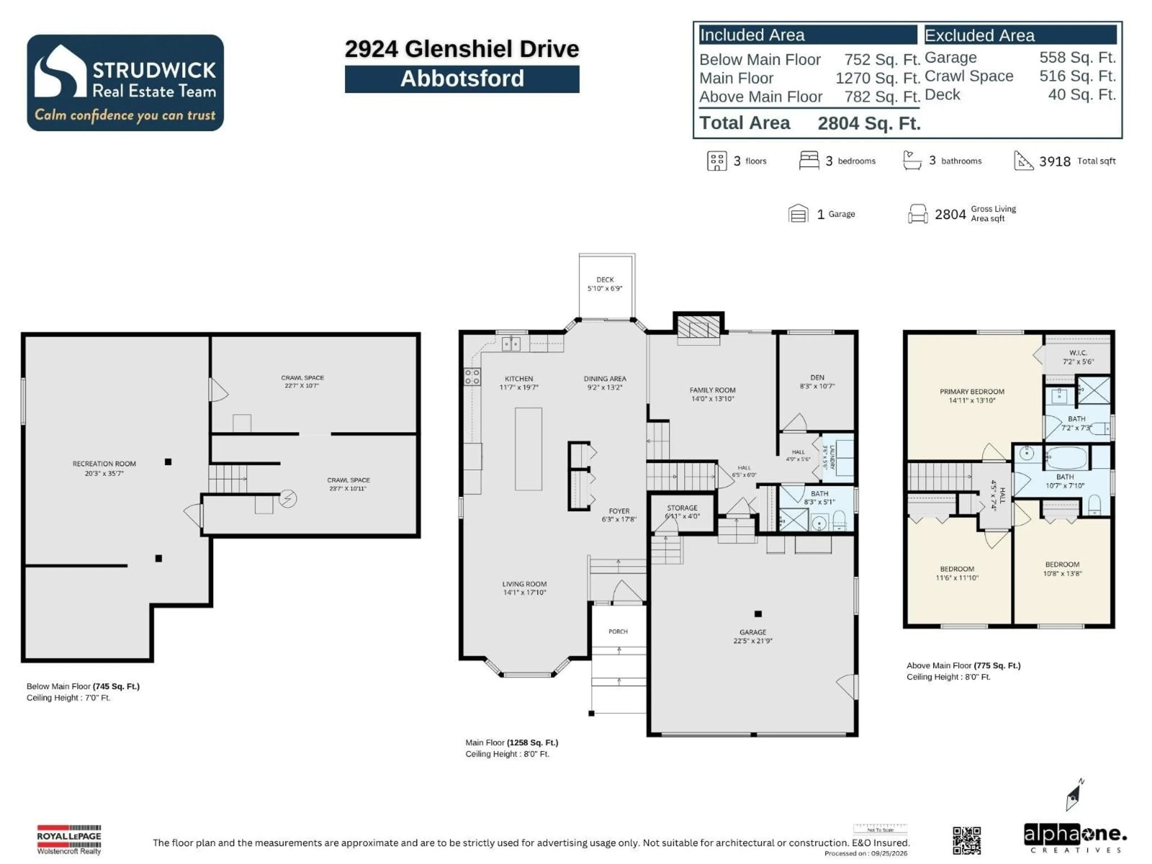 Floor plan for 2924 GLENSHIEL DRIVE, Abbotsford British Columbia V3G1G8