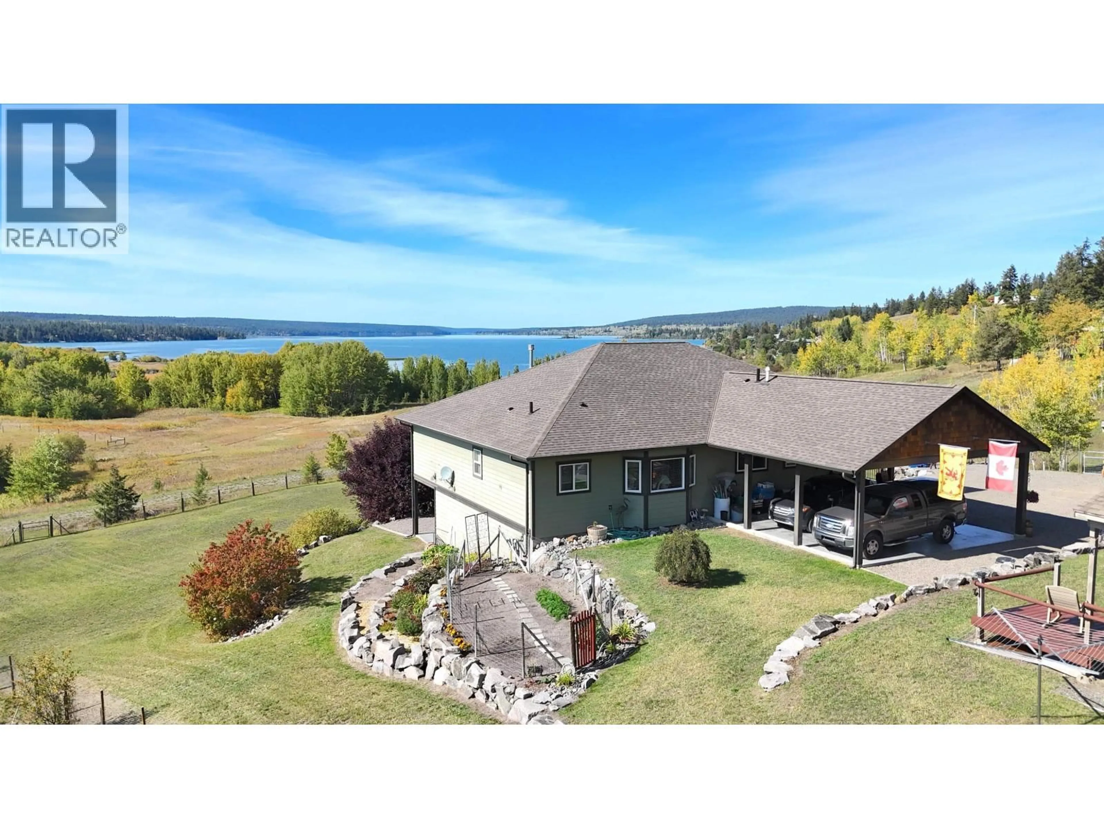 A pic from outside/outdoor area/front of a property/back of a property/a pic from drone, water/lake/river/ocean view for 4162 LAC LA HACHE STATION ROAD, Lac La Hache British Columbia V0K1T0