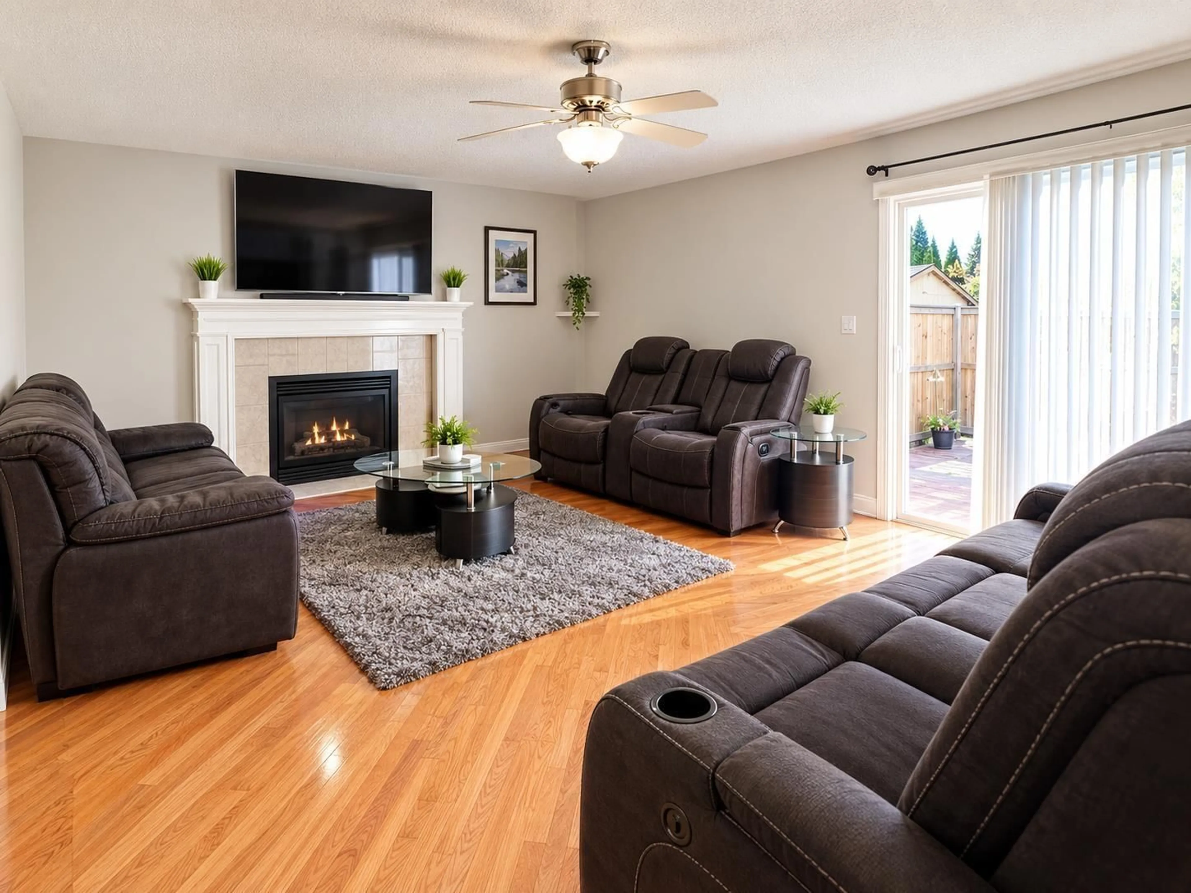 Living room with furniture, wood/laminate floor for 3024 SOUTHERN CRESCENT, Abbotsford British Columbia V2T5H7