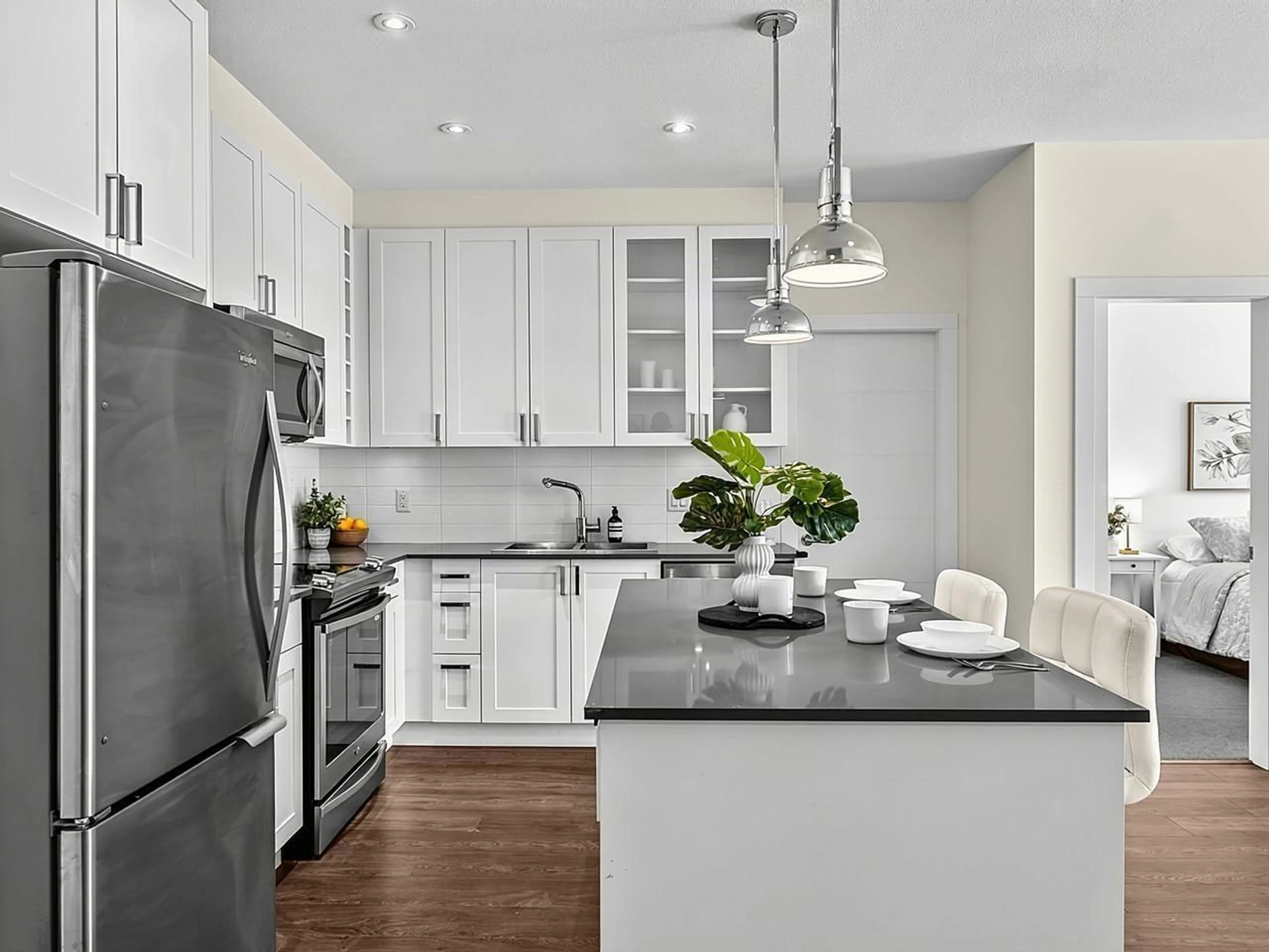 Contemporary kitchen, ceramic/tile floor for 202 - 16398 64 AVENUE, Surrey British Columbia V3S6X6