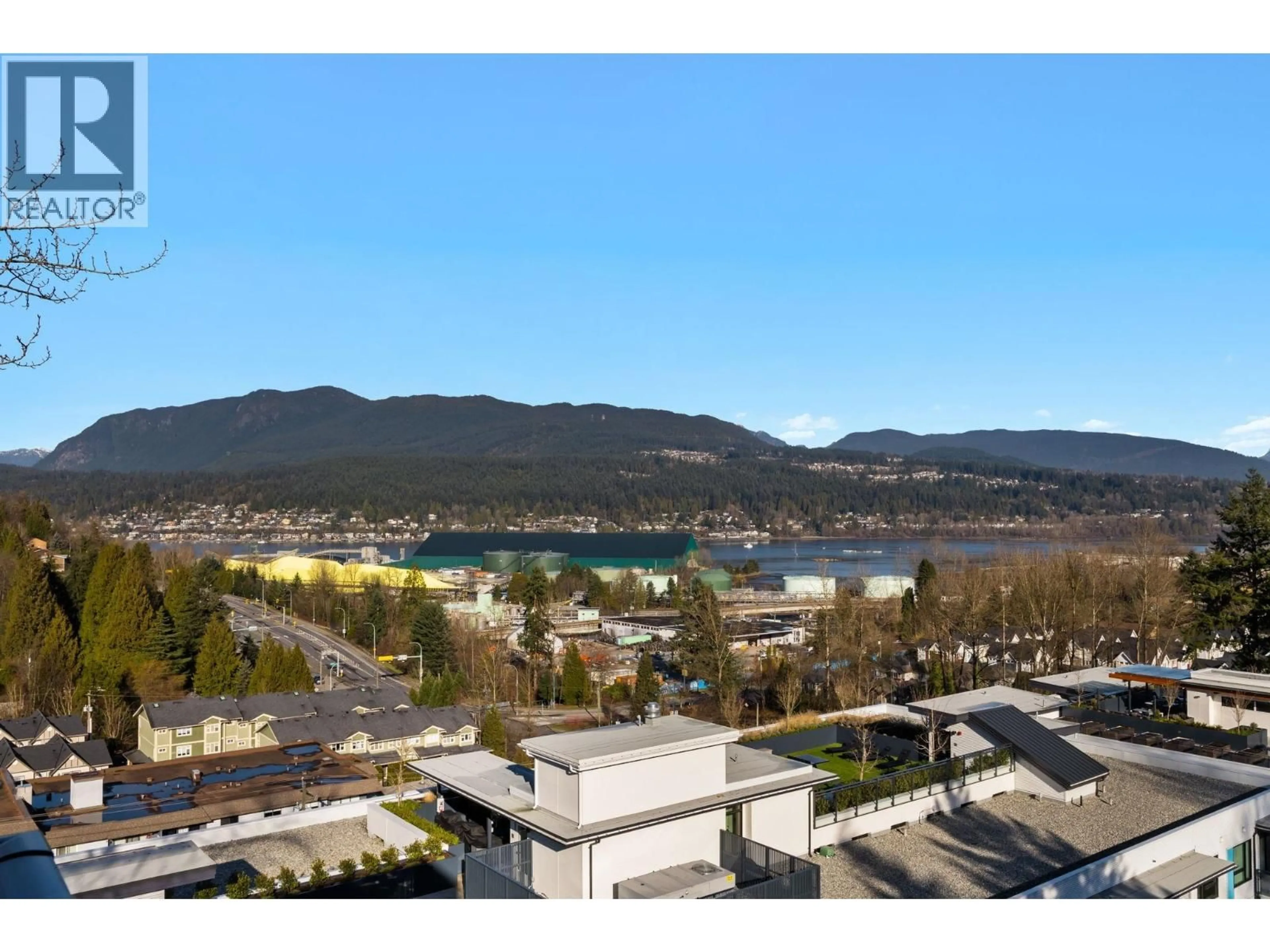 A pic from outside/outdoor area/front of a property/back of a property/a pic from drone, mountain view for PH608 - 2002 ST. GEORGE STREET, Port Moody British Columbia V3H0N4
