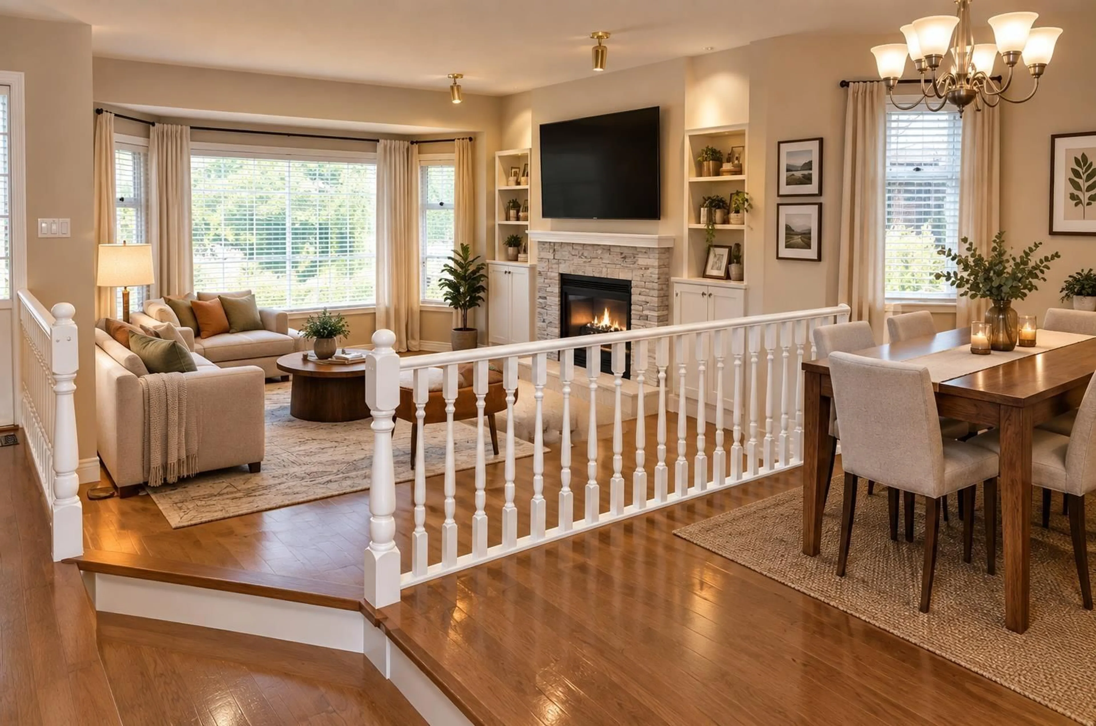 Living room with furniture, wood/laminate floor for 14645 18 AVENUE, Surrey British Columbia V4A7R3