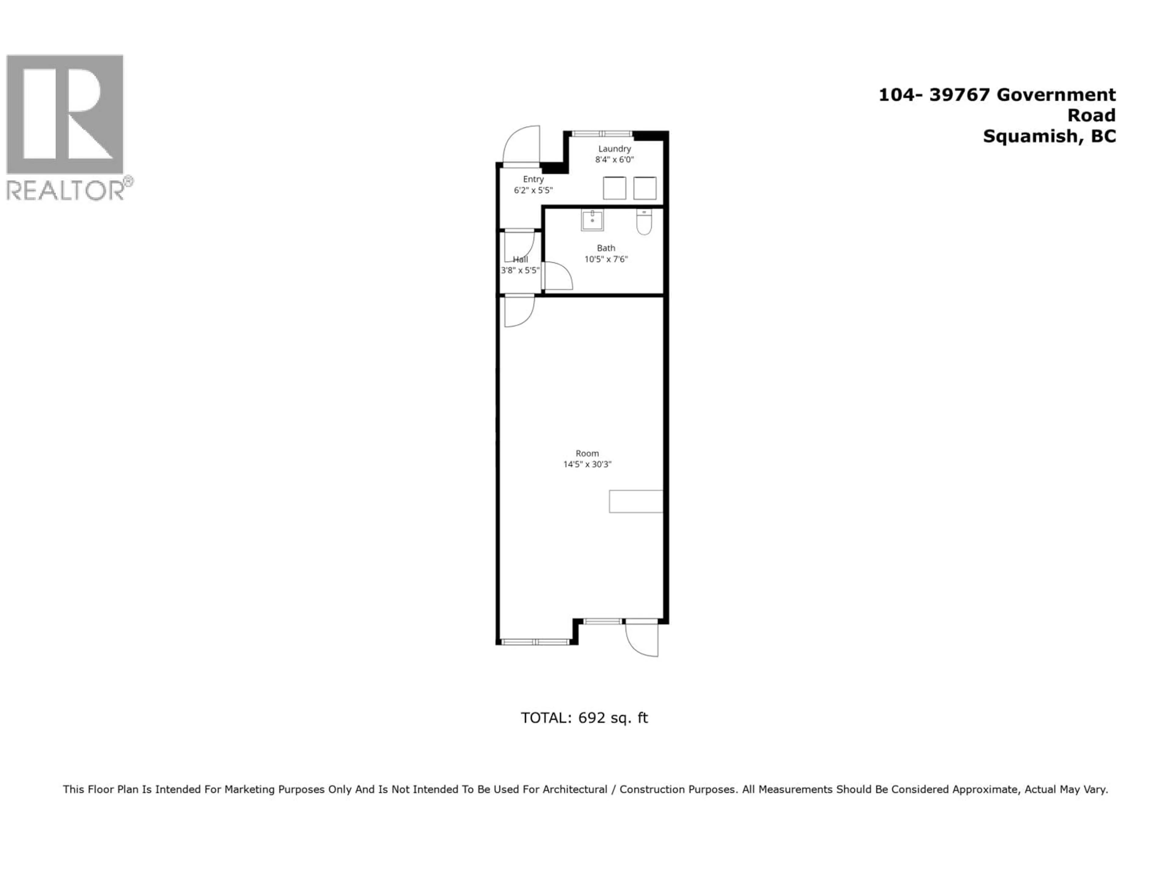 Floor plan for 104 - 39767 GOVERNMENT ROAD, Squamish British Columbia V8B0G3