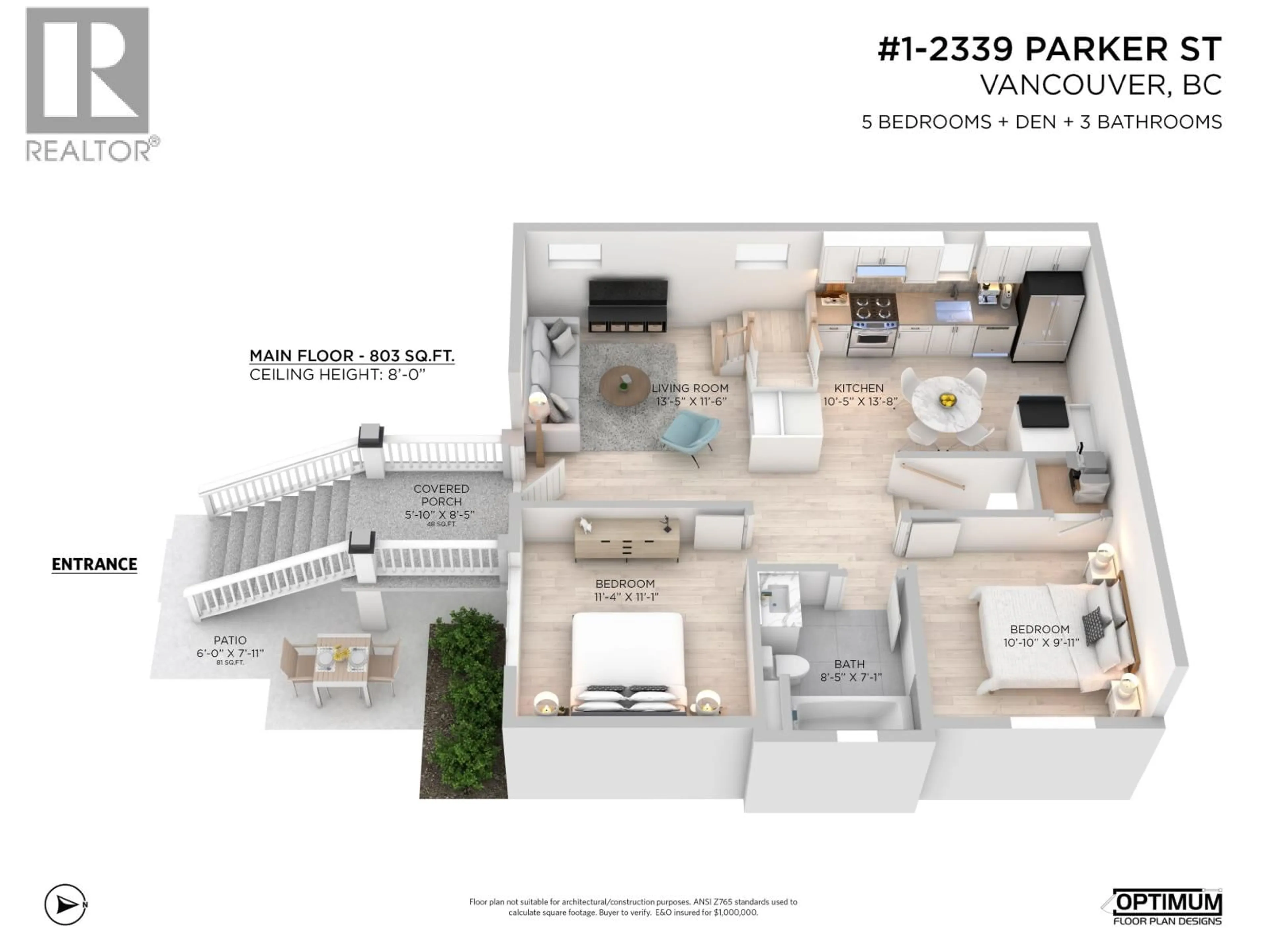 Floor plan for 1 - 2339 PARKER STREET, Vancouver British Columbia V5L2M2