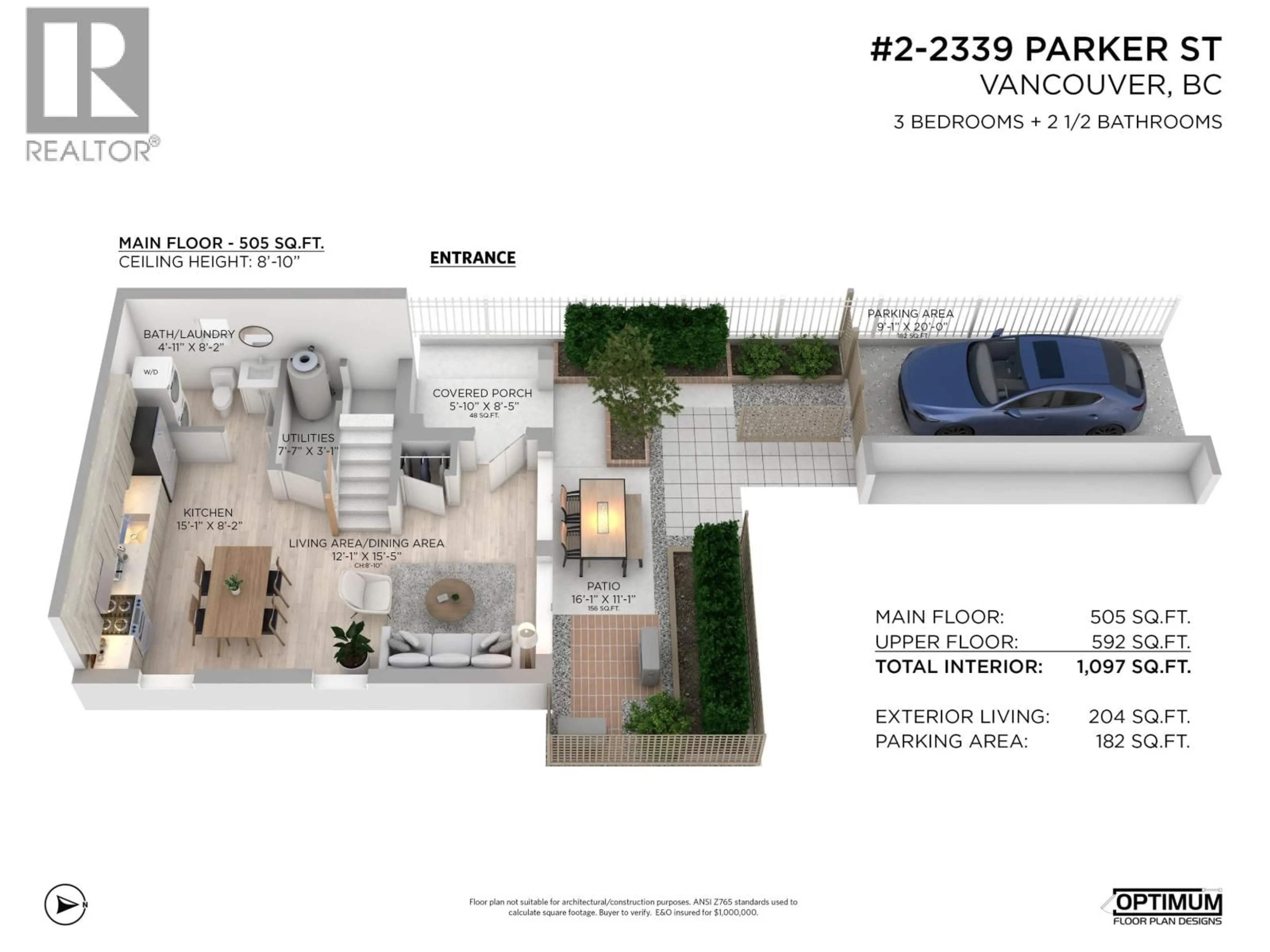 Floor plan for 2 - 2339 PARKER STREET, Vancouver British Columbia V5L2M2
