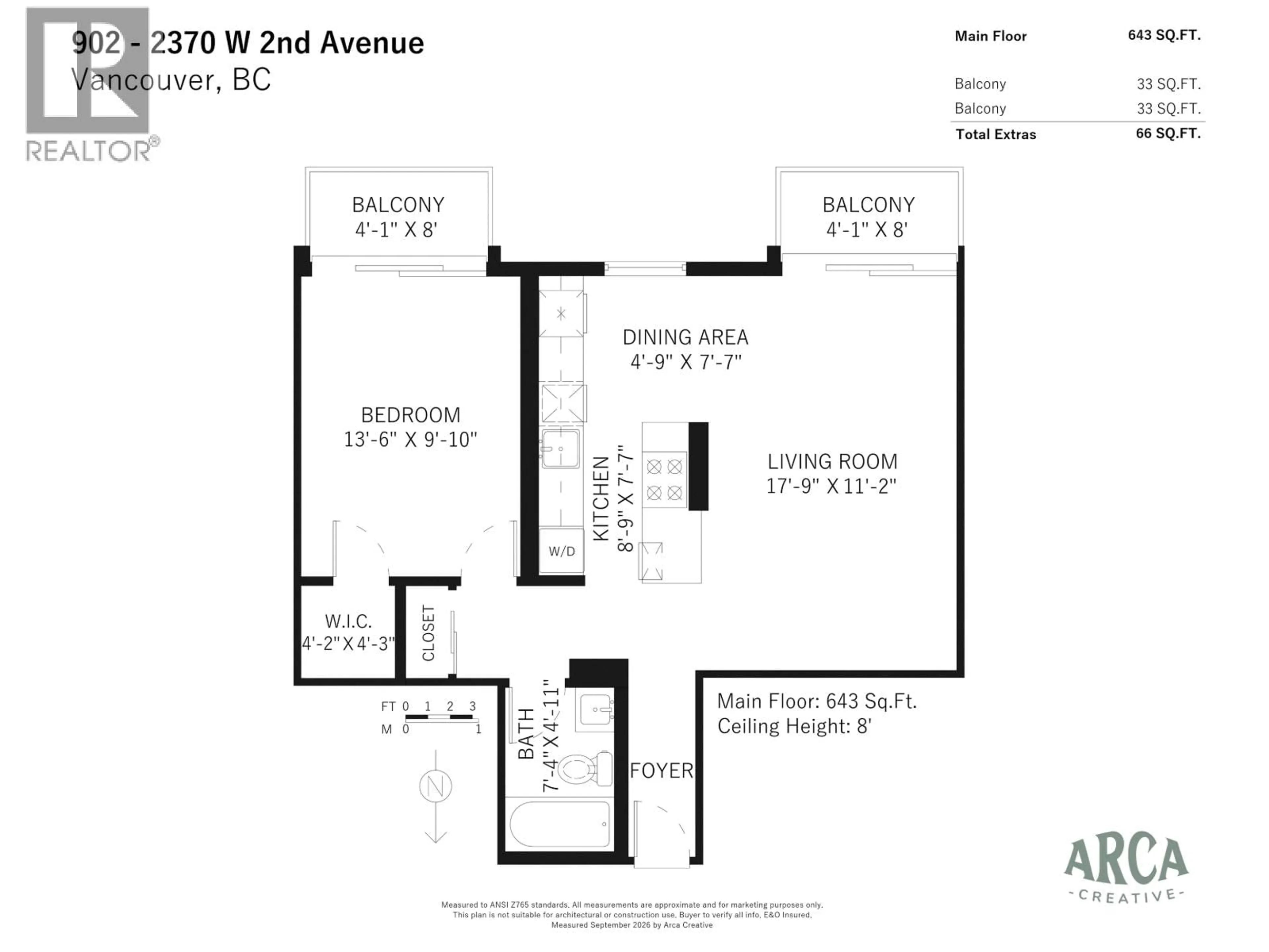 Floor plan for 902 - 2370 2ND AVENUE, Vancouver British Columbia V6K1J2