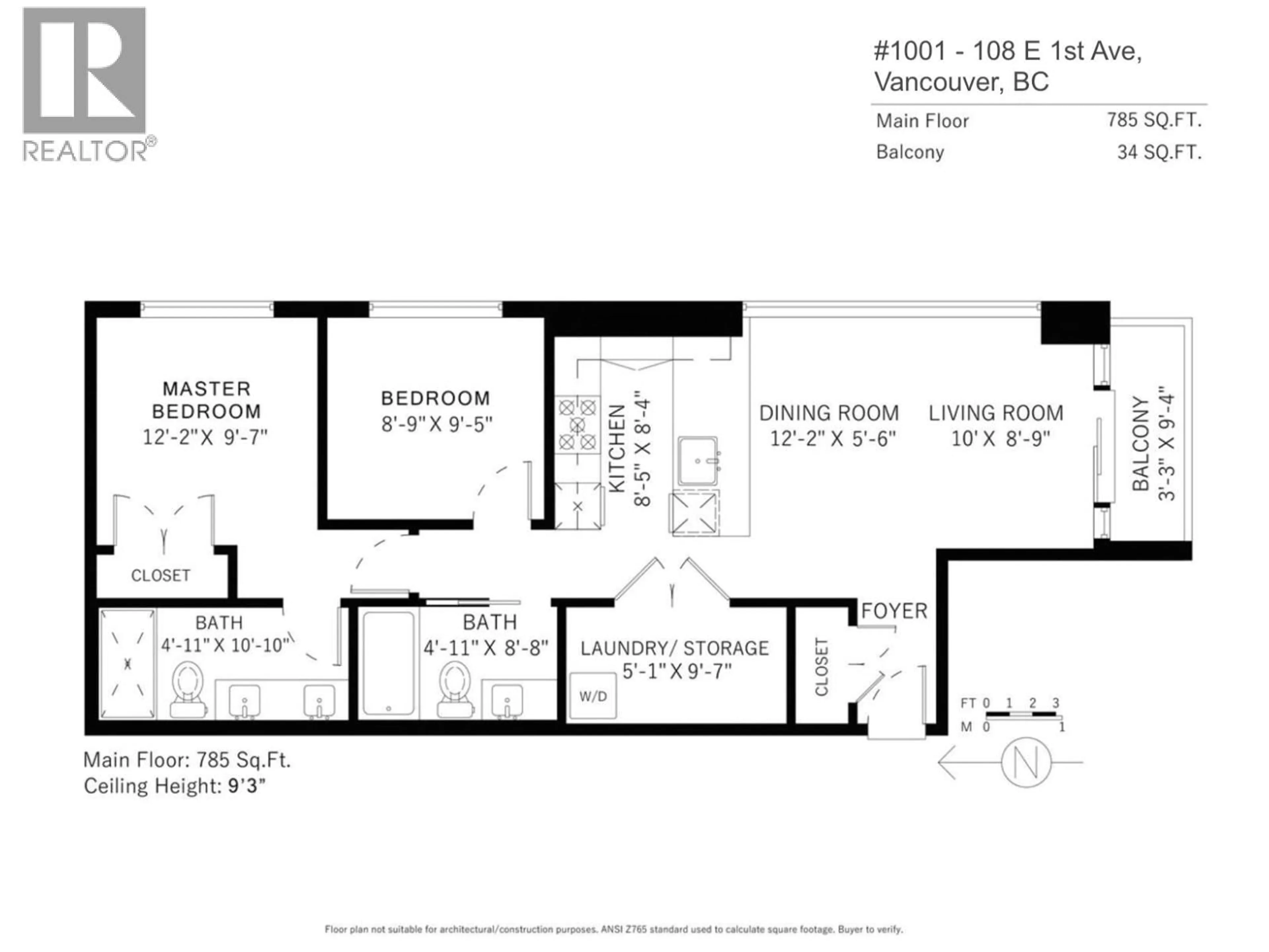 Floor plan for 1001 - 108 1ST AVENUE, Vancouver British Columbia V5T0E4