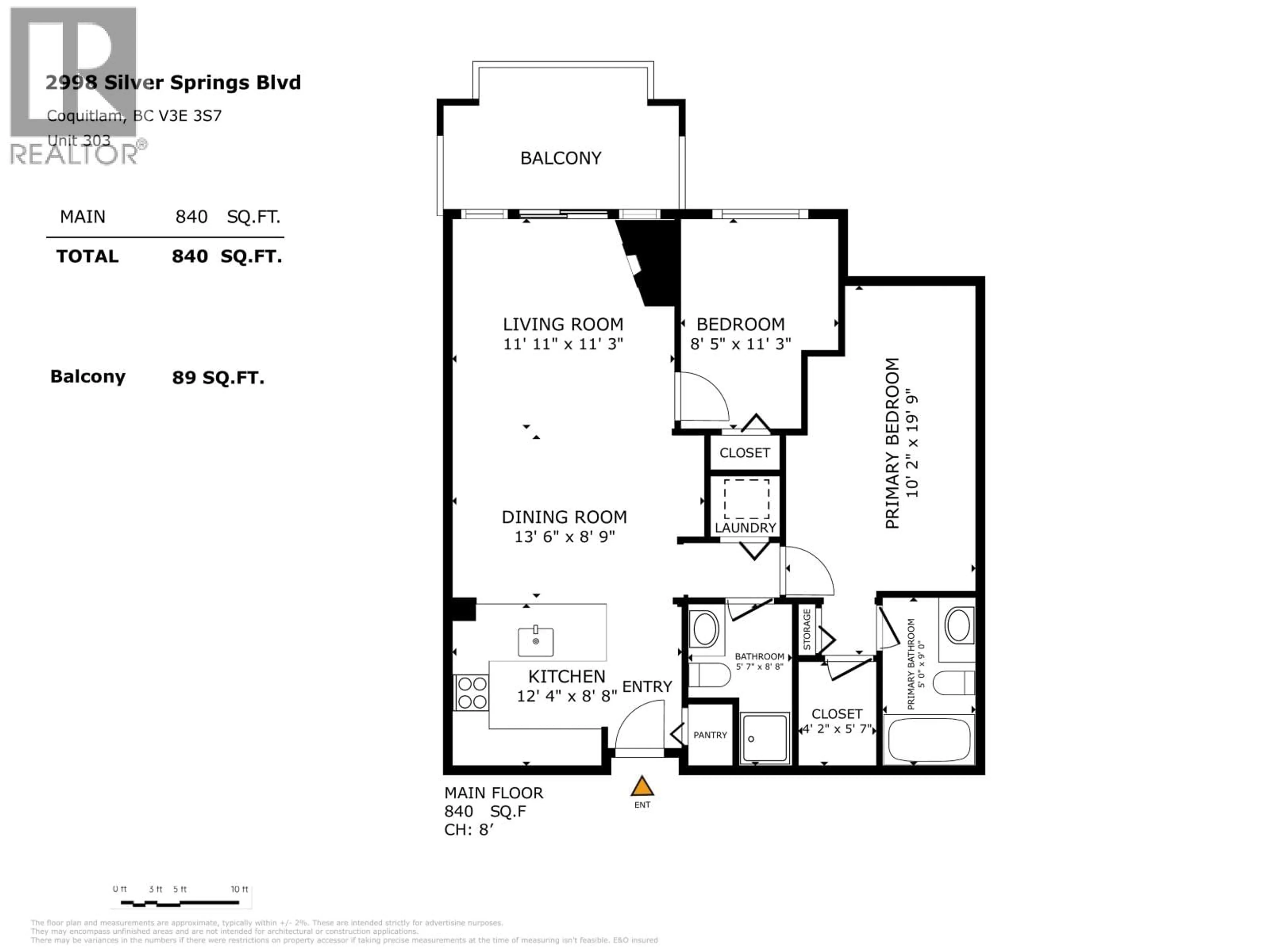 Floor plan for 303 - 2998 SILVER SPRINGS BOULEVARD, Coquitlam British Columbia V3E3R7