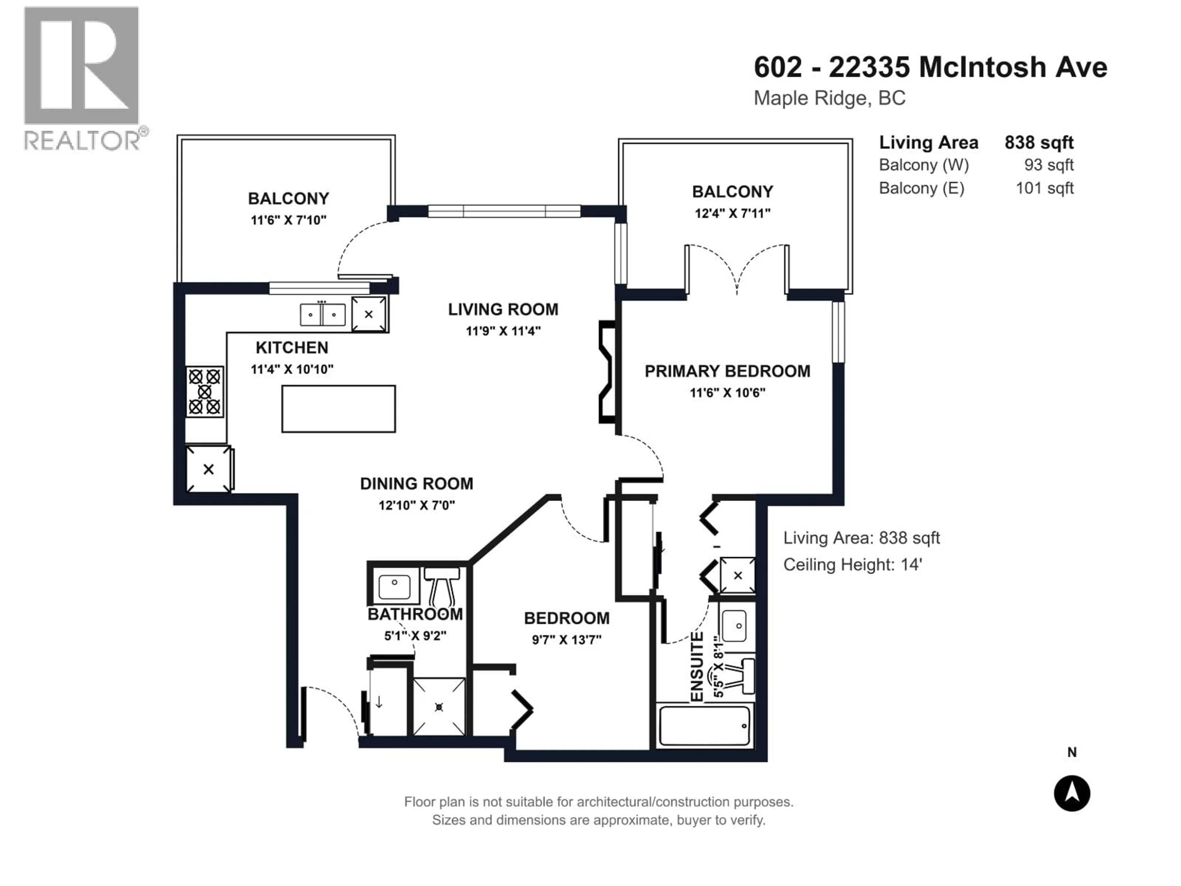 Floor plan for 602 - 22335 MCINTOSH AVENUE, Maple Ridge British Columbia V2X3C2